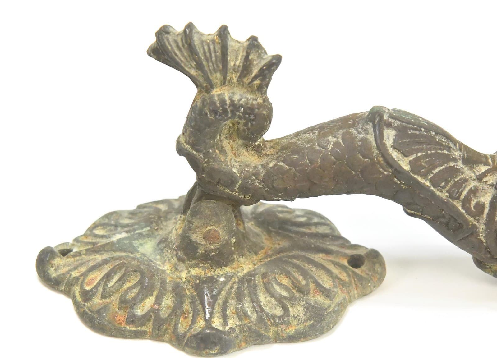 VINTAGE LARGE BRASS BRONZE DOOR KNOCKER FISH DESIGN 5