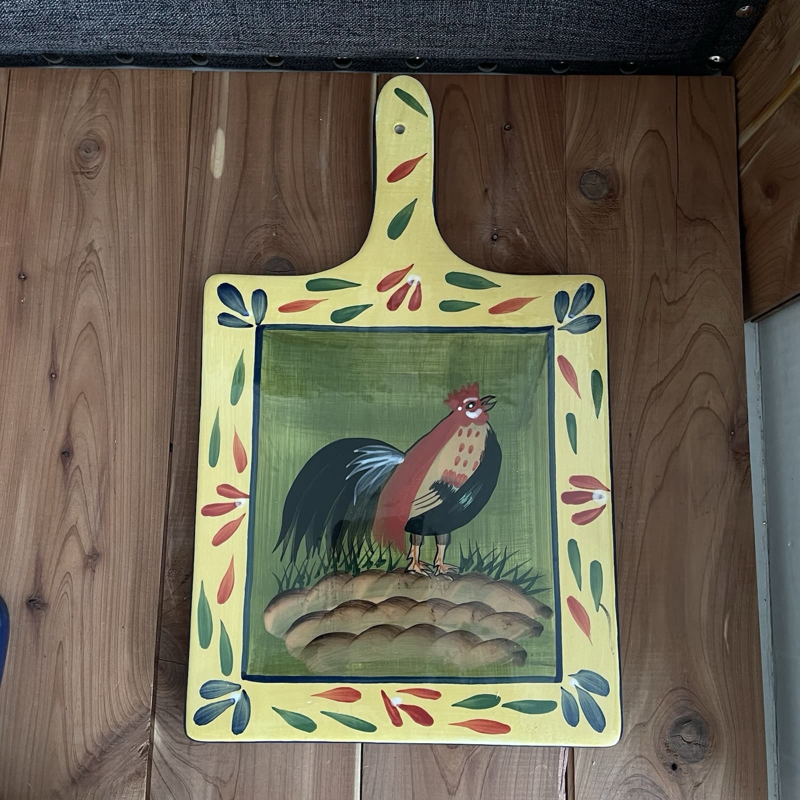 2 Rooster Hanging Trivets Style Eyes Baum Bros Ceramic Vintage Pottery Farmhouse 6