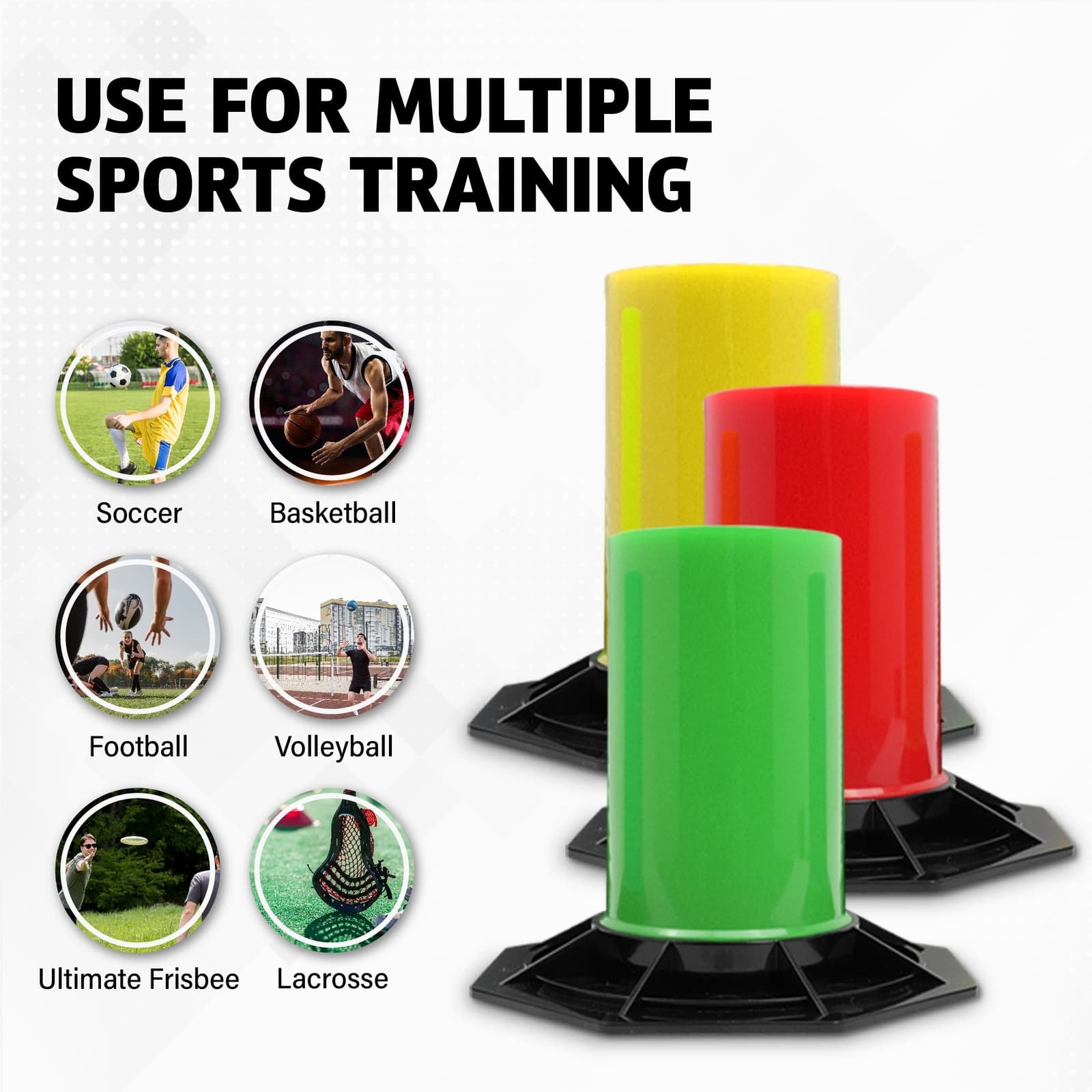 ACE HOCKEY DRILL CONES (6) - LIGHTWEIGHT STICKHANDLING TRAINER 5