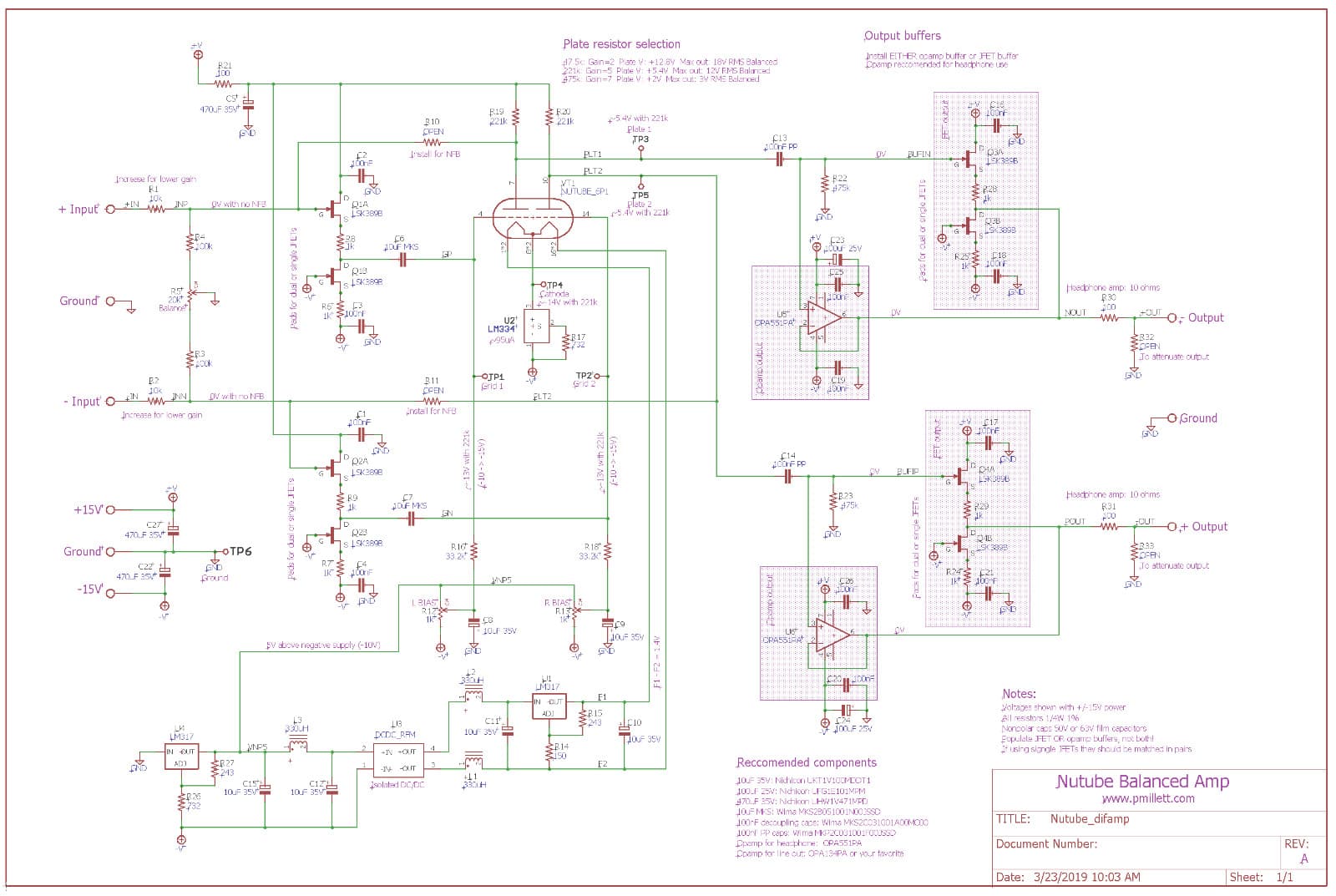 DIY PCB plus Tube - Balanced (differential) preamp/head amp using Korg Nutube  4