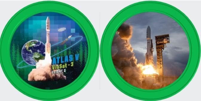 ATLAS V VIASAT-3 FLIGHT 2 MISSION SPACE TOKEN MEDALLION 1.6" VIASAT BROADBAND