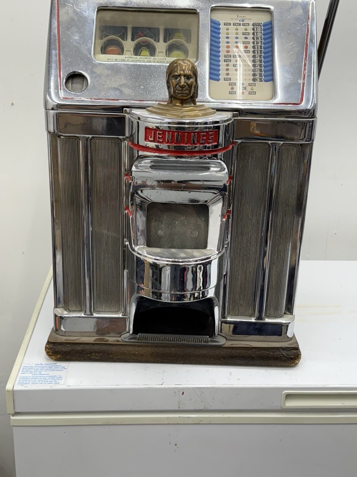 Jennings 10c Chief Tic-Tac-Toe Fruit Slot Machine circa 1930’s 2