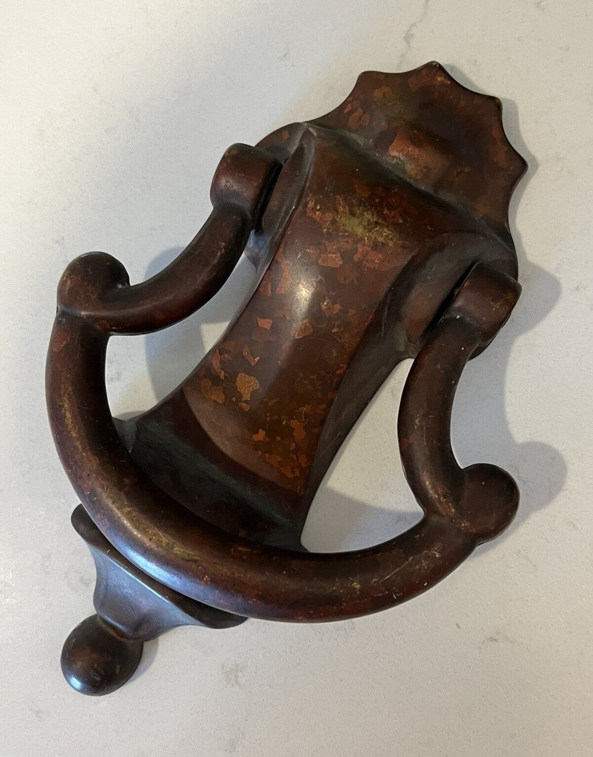 7"x4.5" ANTIQUE c.1882 VICTORIAN URN TORCHIERE ARCHITECTURAL SALVAGE DOORKNOCKER 4