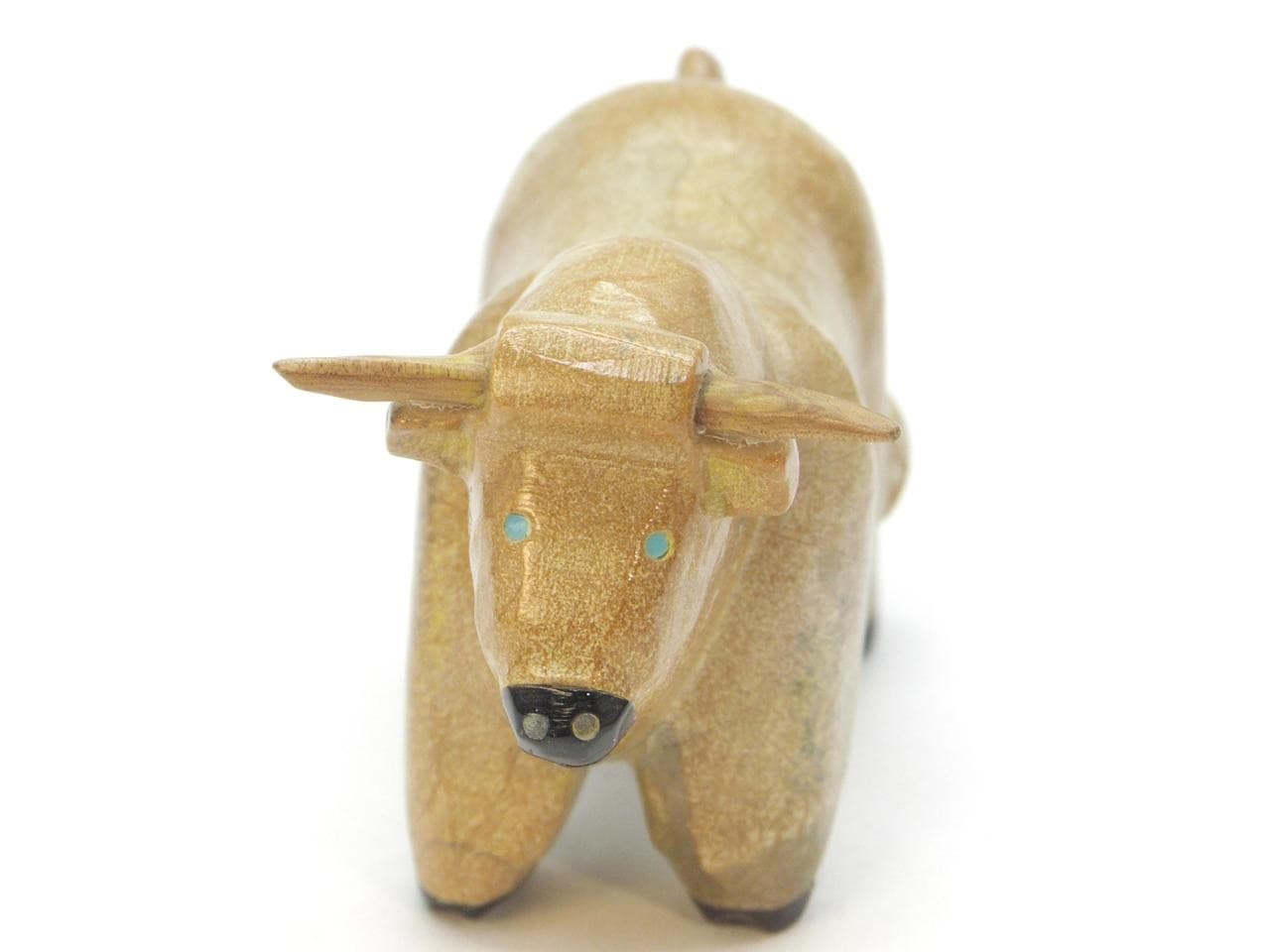 COW, Steer or BULL ZUNI Stone FETISH by Freddie Leekya, Rock Carving, Travertine 3