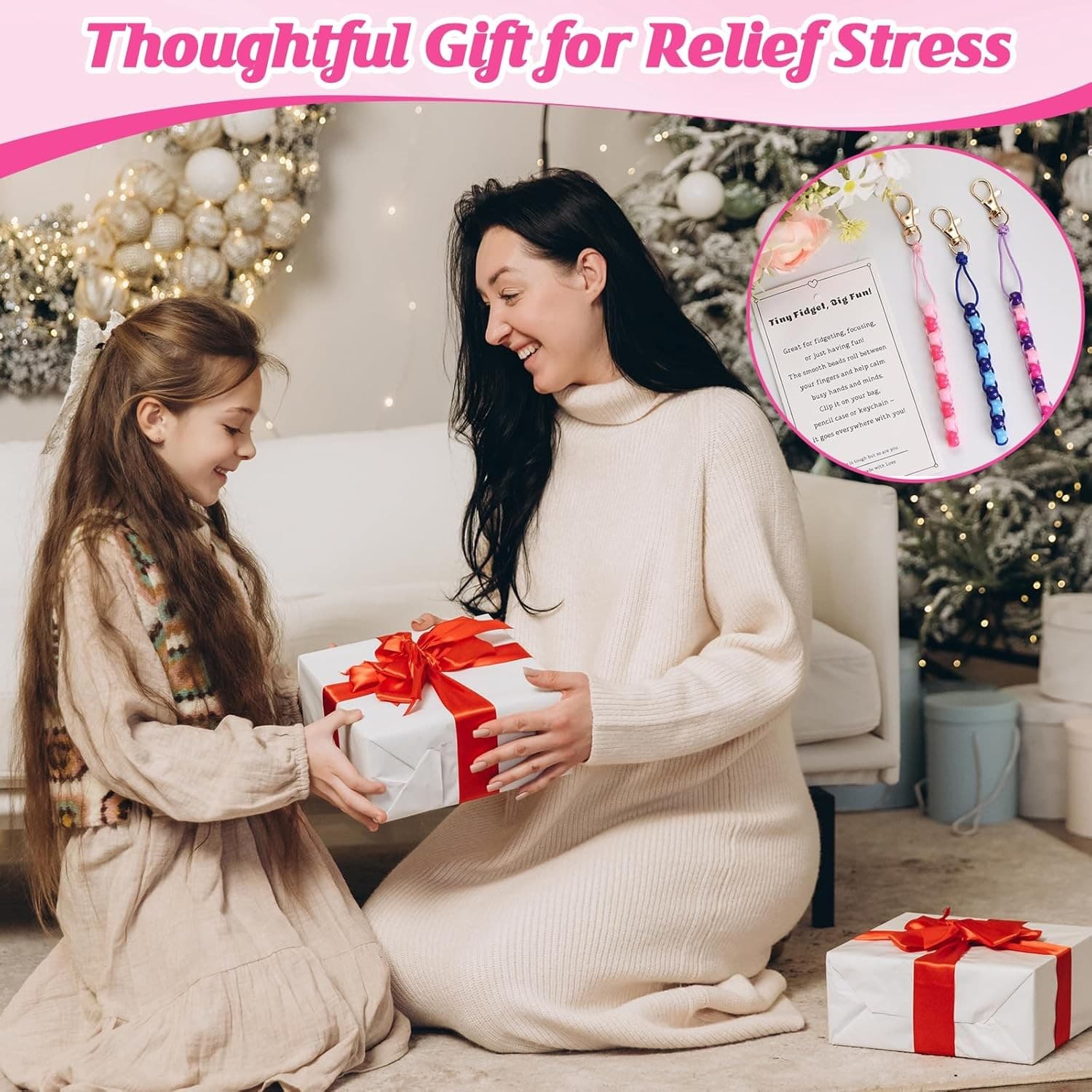 3 Pcs Colorful Beaded Fidget Keychain for Anxiety Stress Relief Plastic...  6