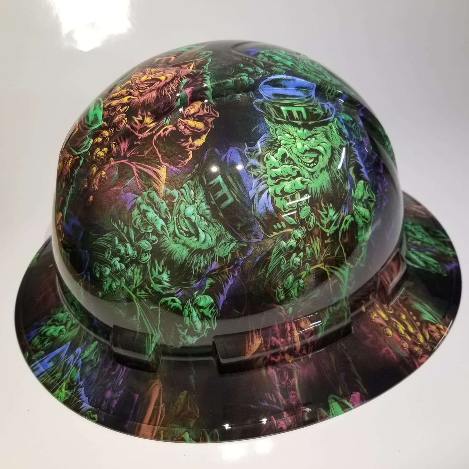 FULL BRIM Hard Hat custom hydro dipped , NEW LEPERCHAUN   NEW 2