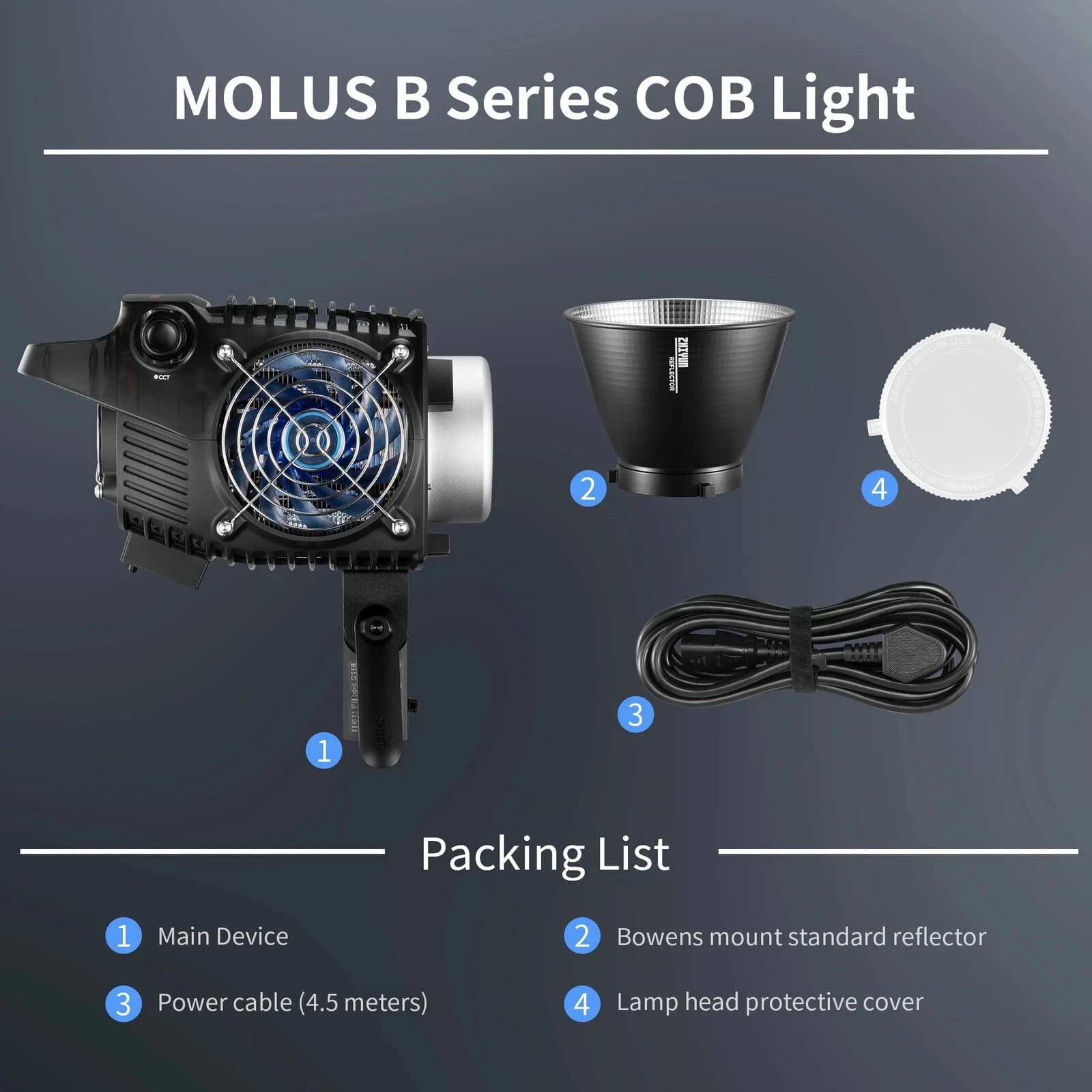 ZHIYUN MOLUS B500 500W COB LED Video Light 2700K-6500K CRI 95+TLCI 97+ 6