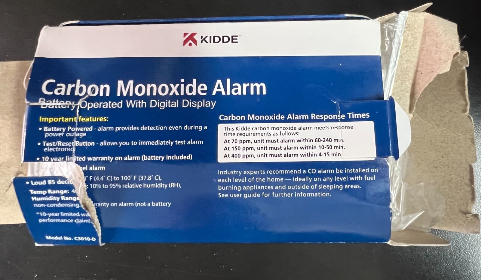Kidde Carbon Monoxide Alarm Detector CO w/ Digital Display 2855/OB 4