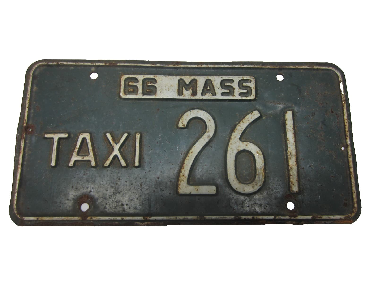 1966 Massachusetts TAXI License Plate "261" as pictured.
