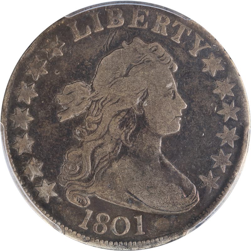 1801 Draped Bust Half Dollar PCGS F Details 0-101 R.3 Nice Strike