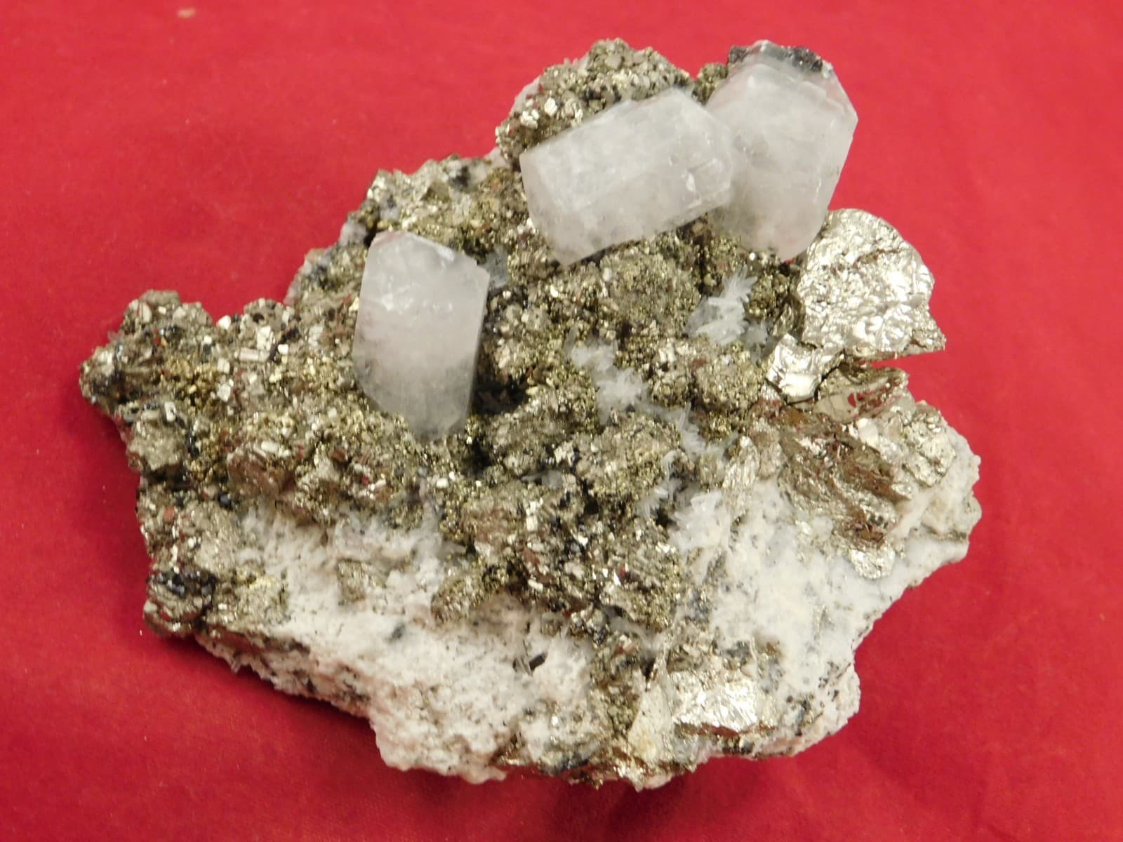 Larger! FLUORESCENT Calcite Crystal Cluster on Druzy PYRITE Crystals! Peru 258gr 2