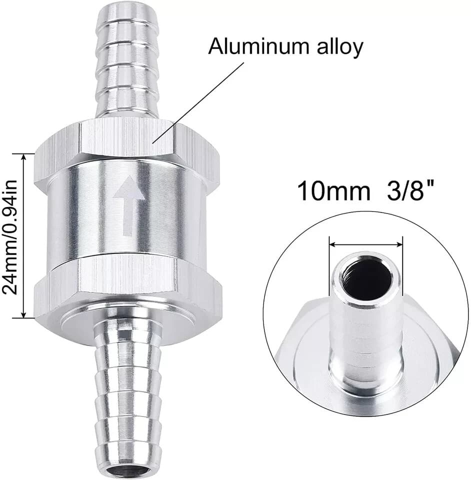2x 10mm 3/8" Fuel Line Non-Return One Way Air Fuel Oil Check Valve Diesel Gas 2