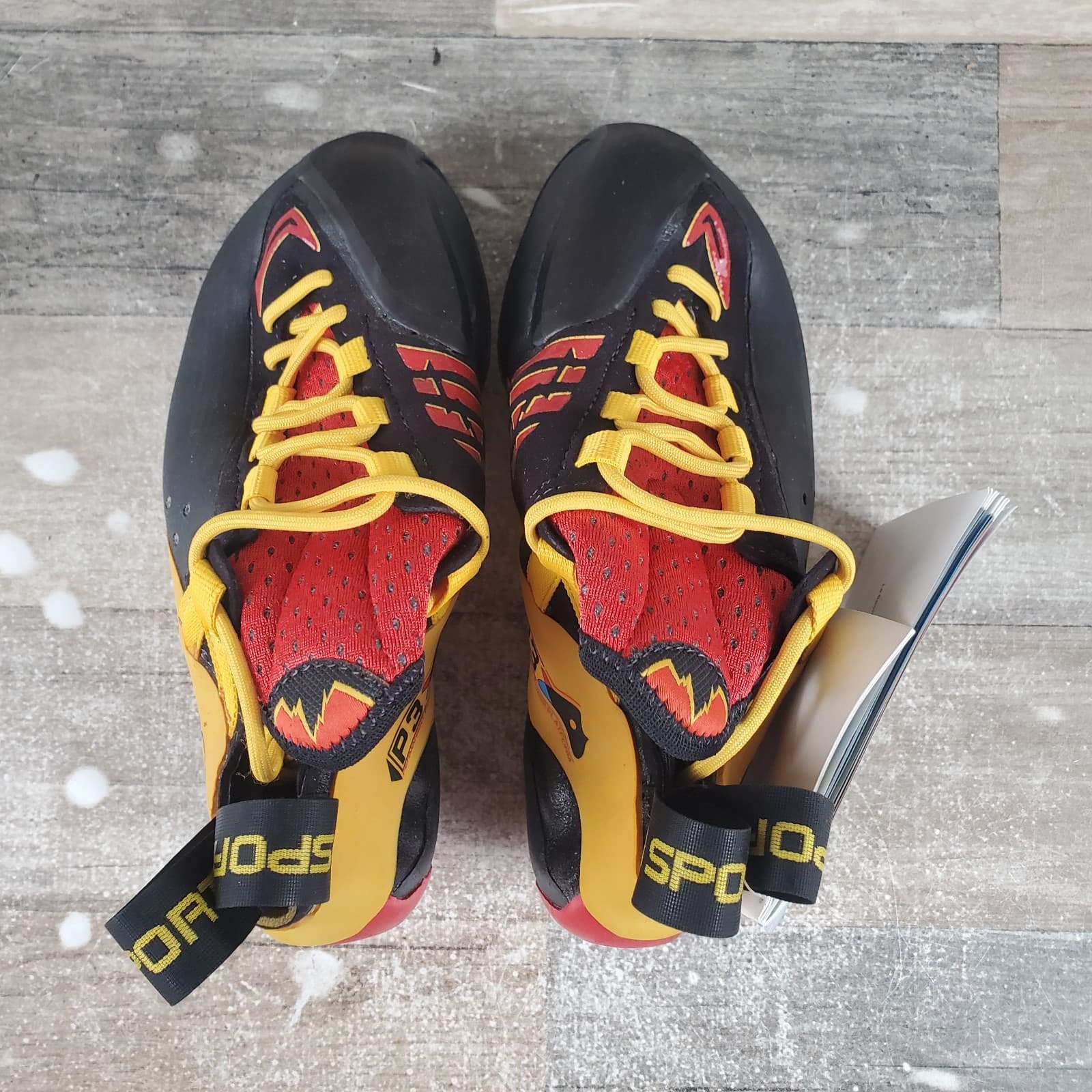 La Sportiva Genius Womens Climbing Shoes Sz 6 Red Black Yellow Lace-Up 4