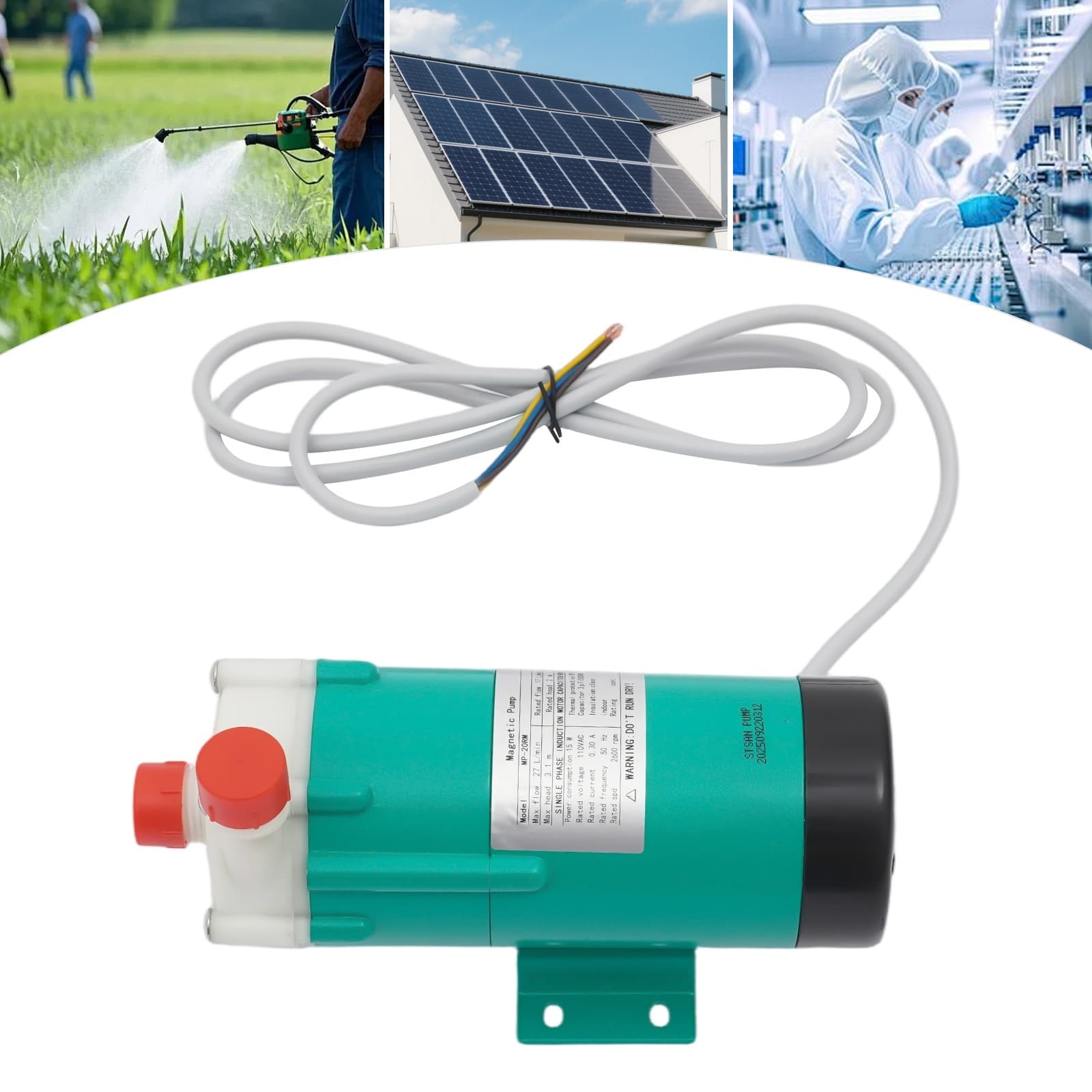 27L/Min Magnetic Drive Water Pump Industrial Chemical Water Pump 2600r/Min 15W 5