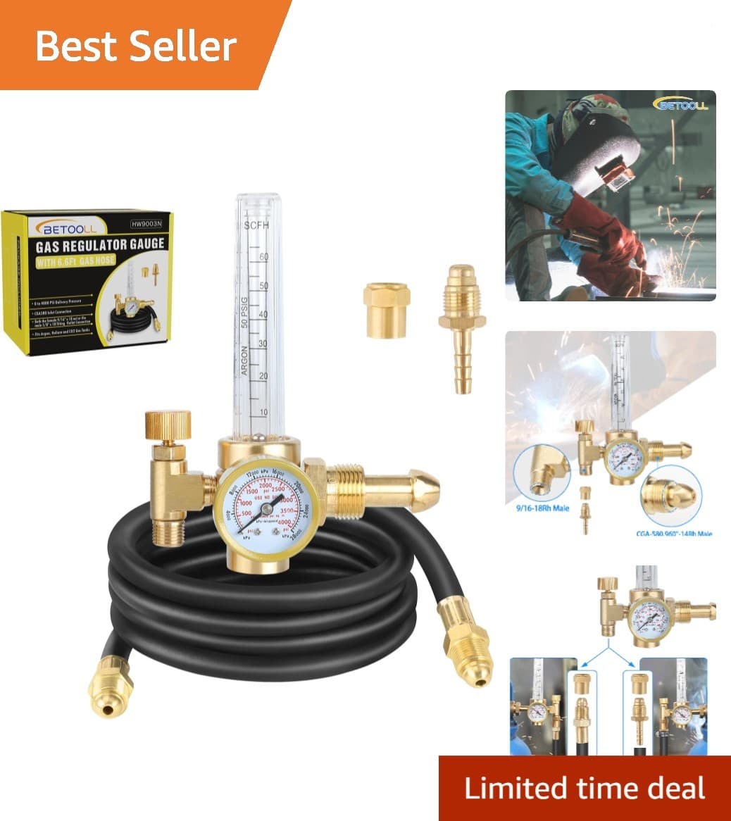 6.6Ft Argon Flow Meter Regulator with Pressure Gauge for Safe Welding Projects