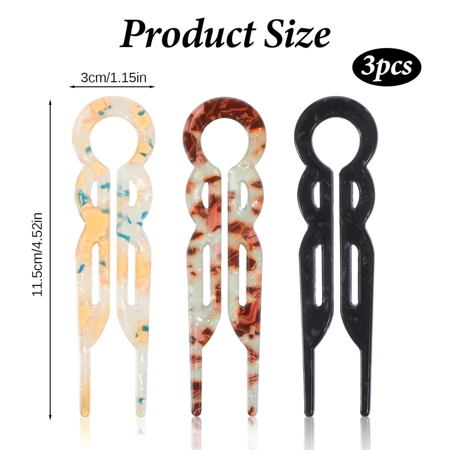 3 Pcs Hair Pin, New Elegant French Twist U-Shaped Hairpin, Prestige Hairpin, Eff 6