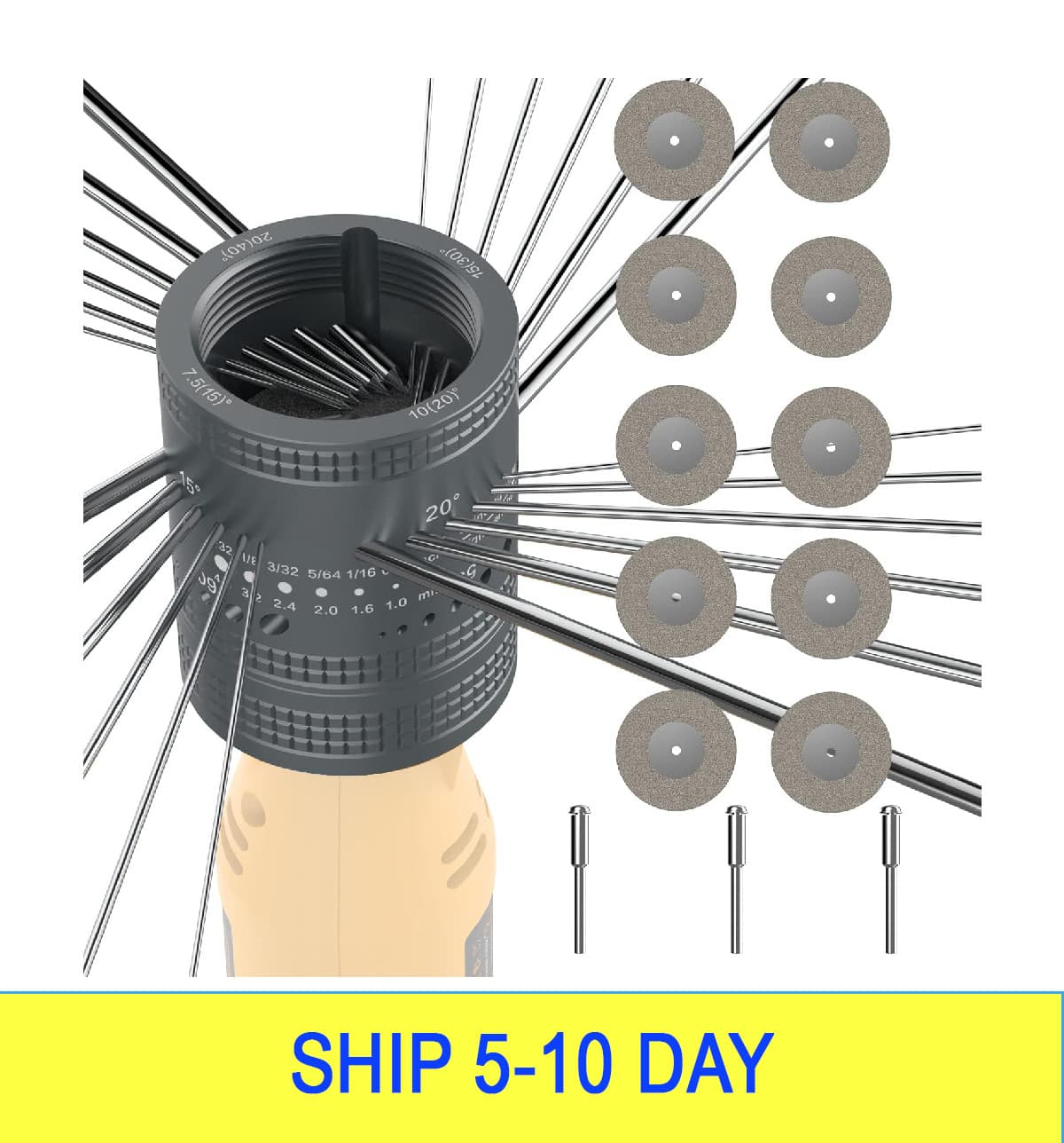 Tungsten Electrode Sharpener Grinder Head,TIG Welding Tool with Cut-Off Slot wit