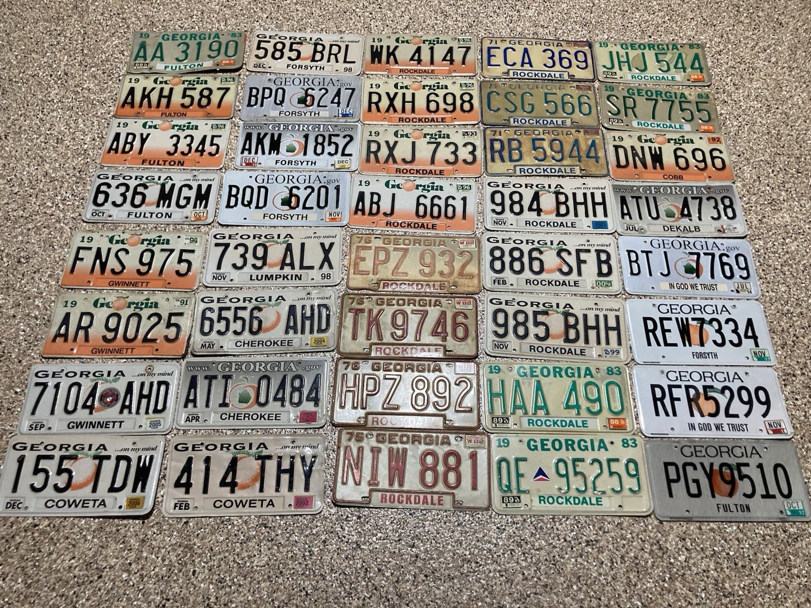 LOT (40) Georgia License Plates Peach GA Expired Craft Collect 70s 80s 90s 2000s