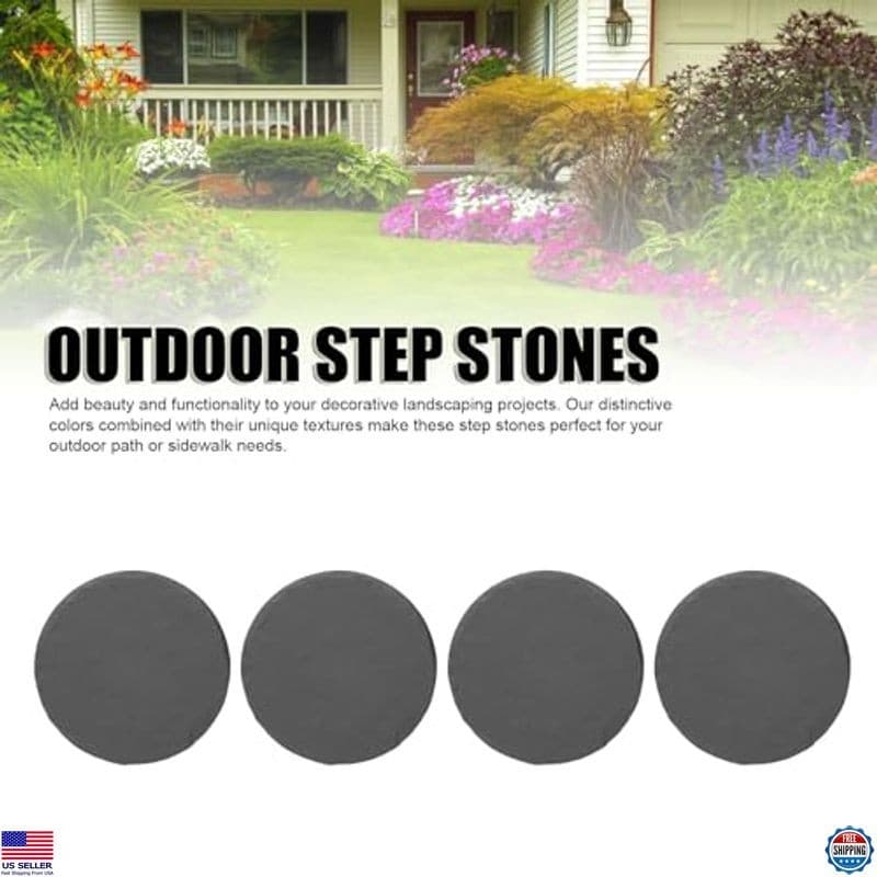 Gray Garden Stepping Stones with Ground Stakes for Lawn Pathways & Walkways 4