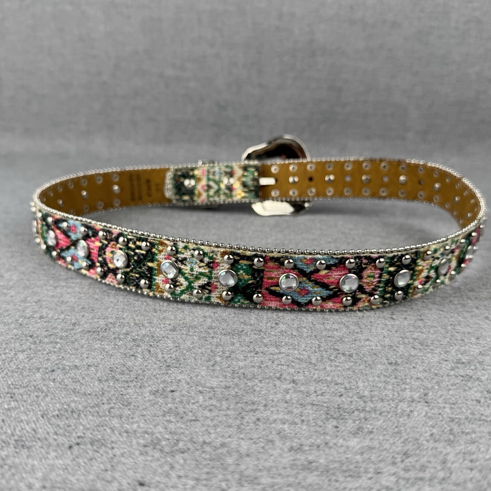 Unbranded Western Belt Girls Large 33" Pink Rhinestone Silver Tone Buckle Rodeo 5