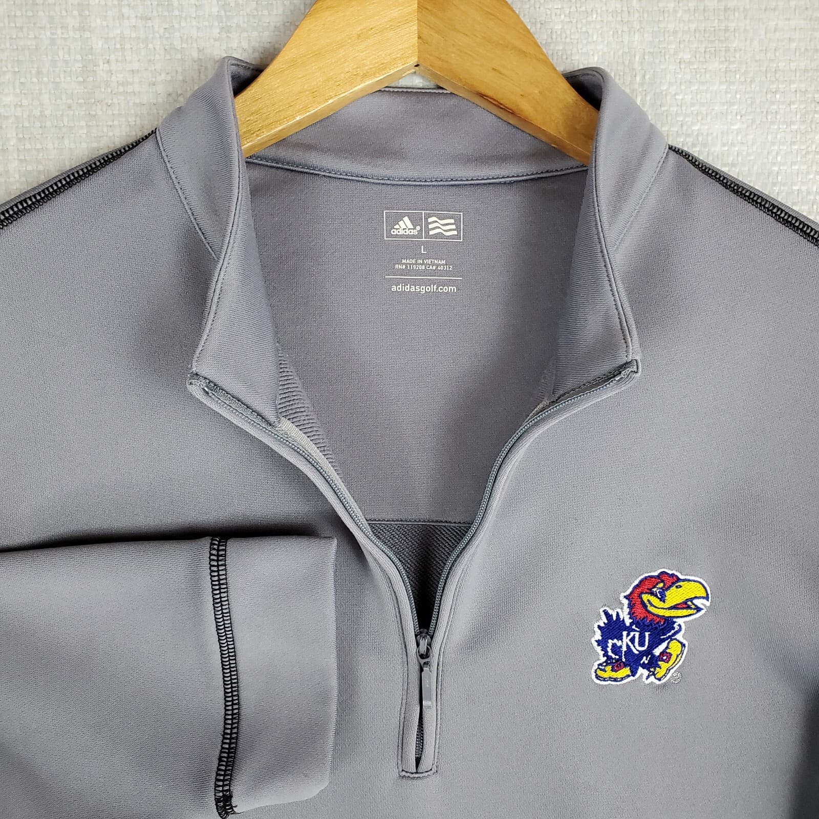 ADIDAS GOLF x KANSAS Size Large 1/4 Zip Performance Pullover Windbreaker Shirt 4