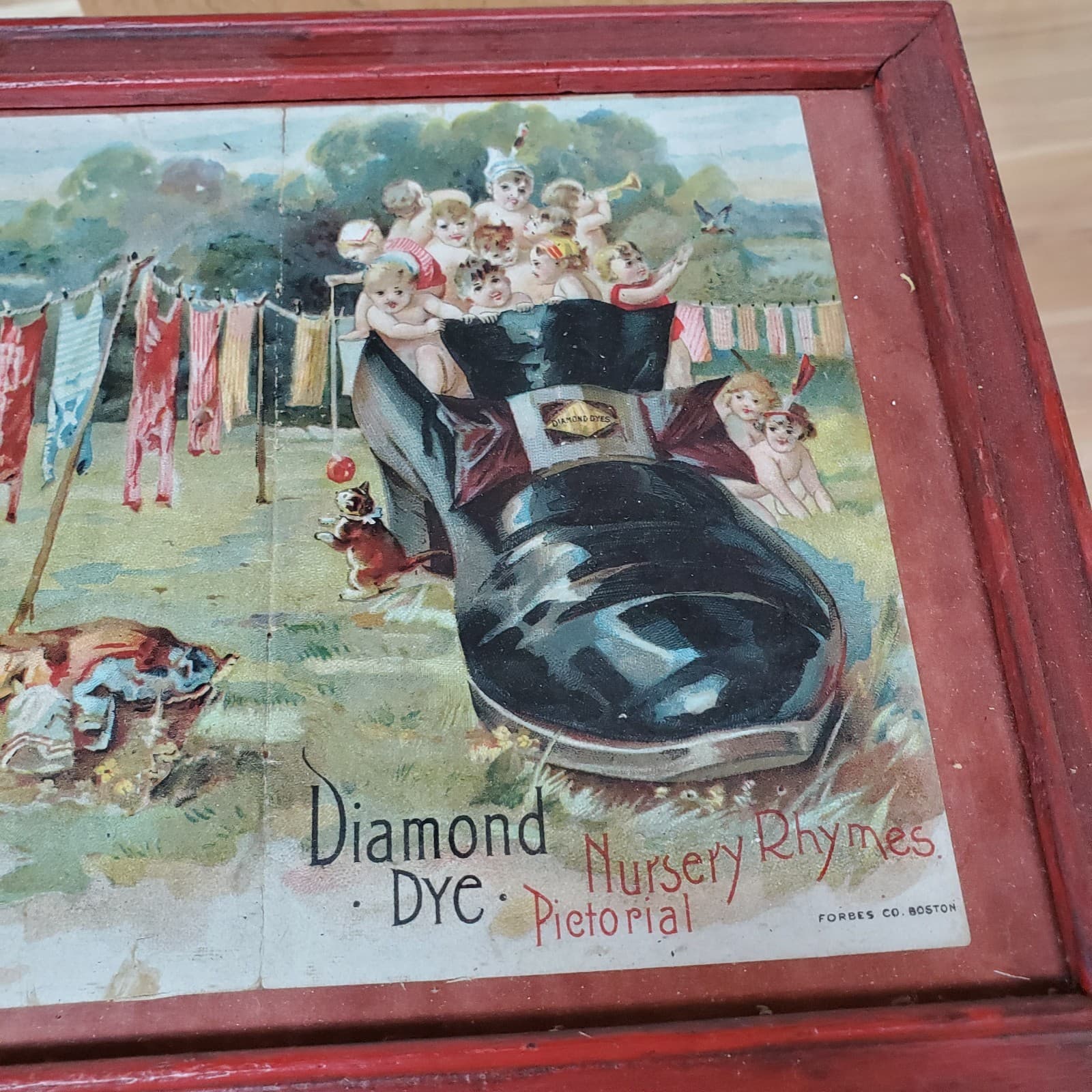 Diamond Dye Nursery Rhymes Pictorial Framed Wall Art FORBES Co. Boston  Nice! 3