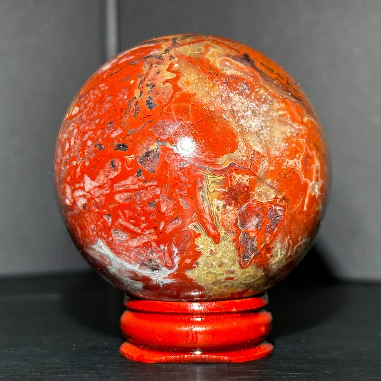 204G Natural Mexican agate Crystal Ball Reiki Healing Energy Decoration 3