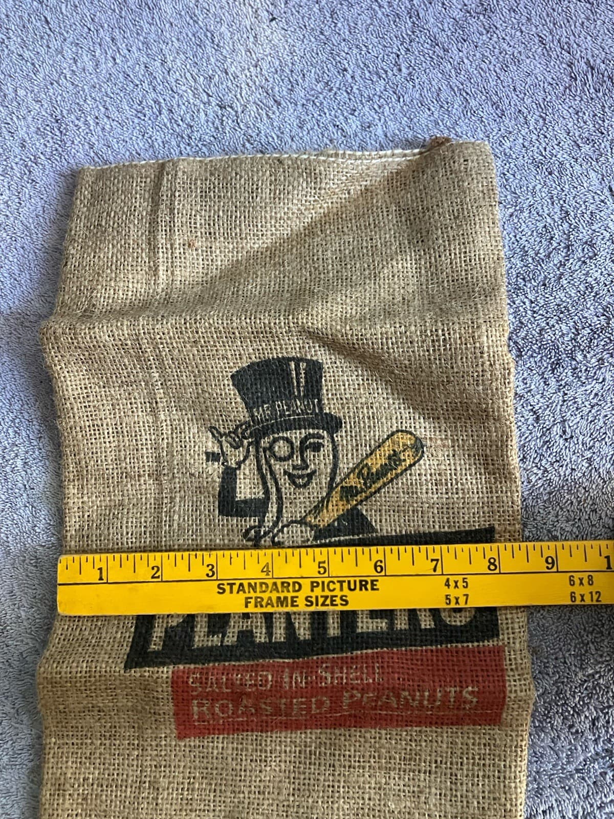 Vintage Baseball Planters Mr Peanut Burlap Bag Sack Vintage Roasted Peanuts 6