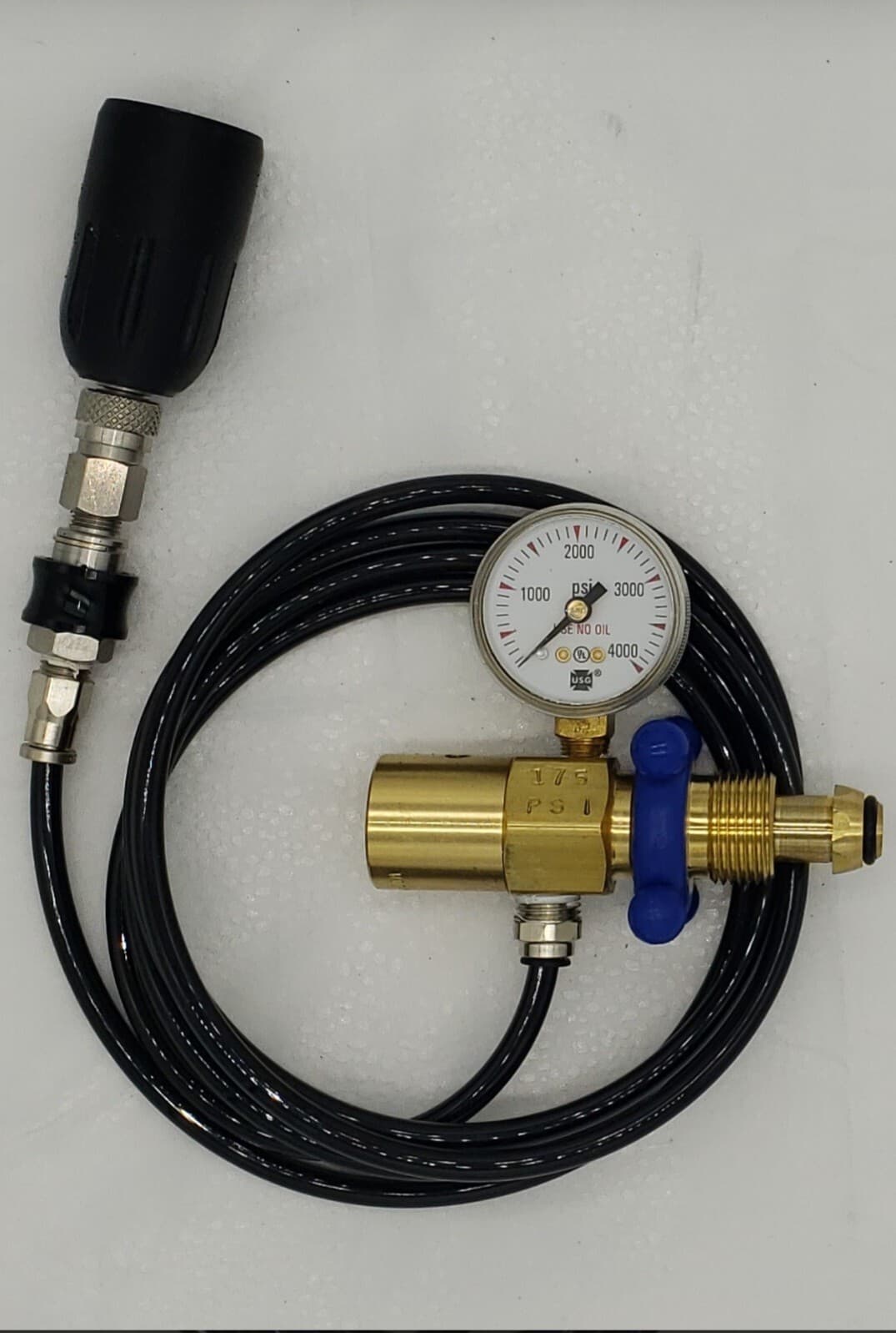 Argon Wine Adapter w/ 175 PSI Regulator, 5 FT Tubing and Slide Check Valve