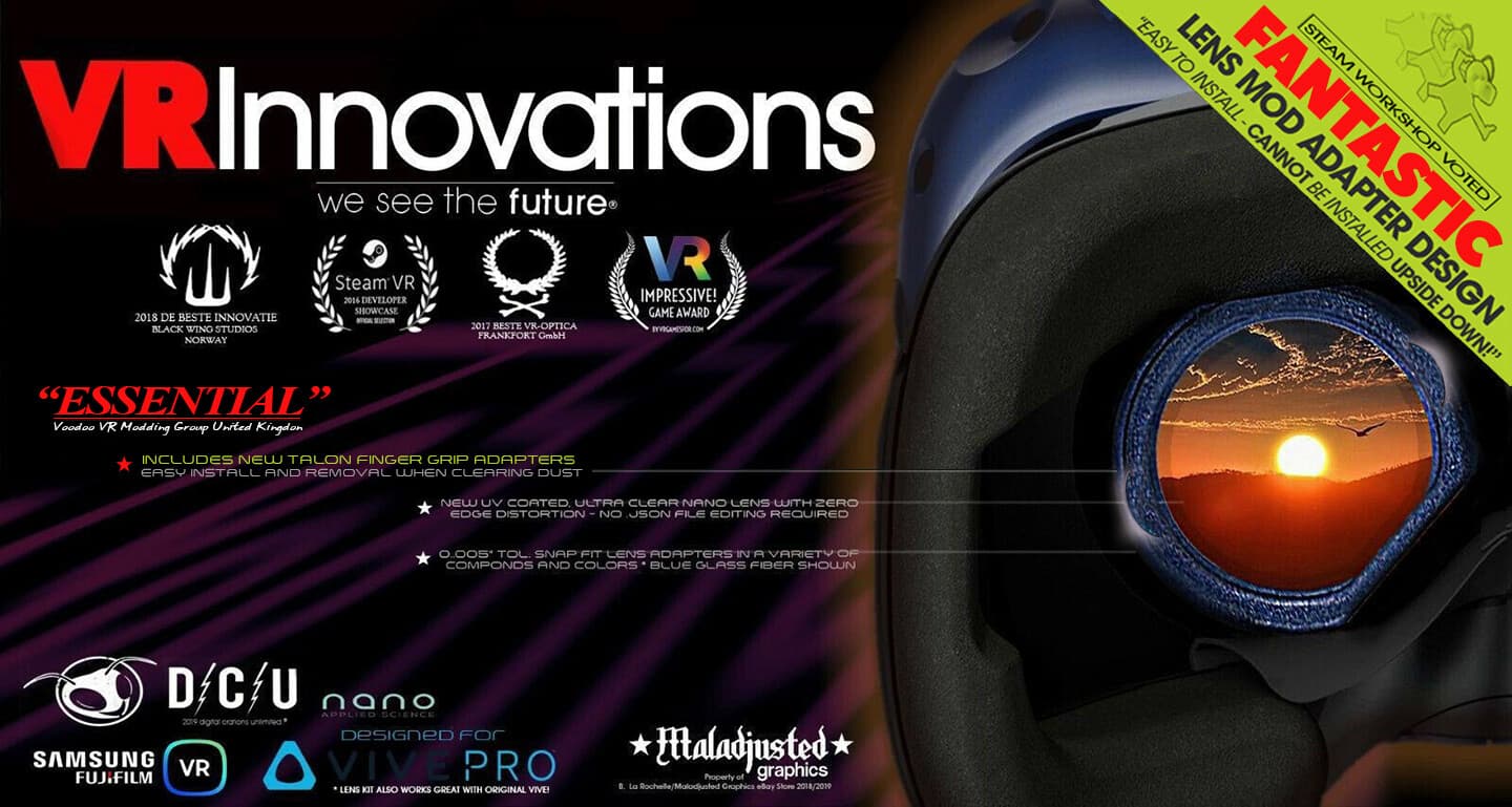 BEST SELLING GEAR VR LENS MOD KIT FOR VIVE / VIVE PRO -  NO CONFIG EDIT REQUIRED