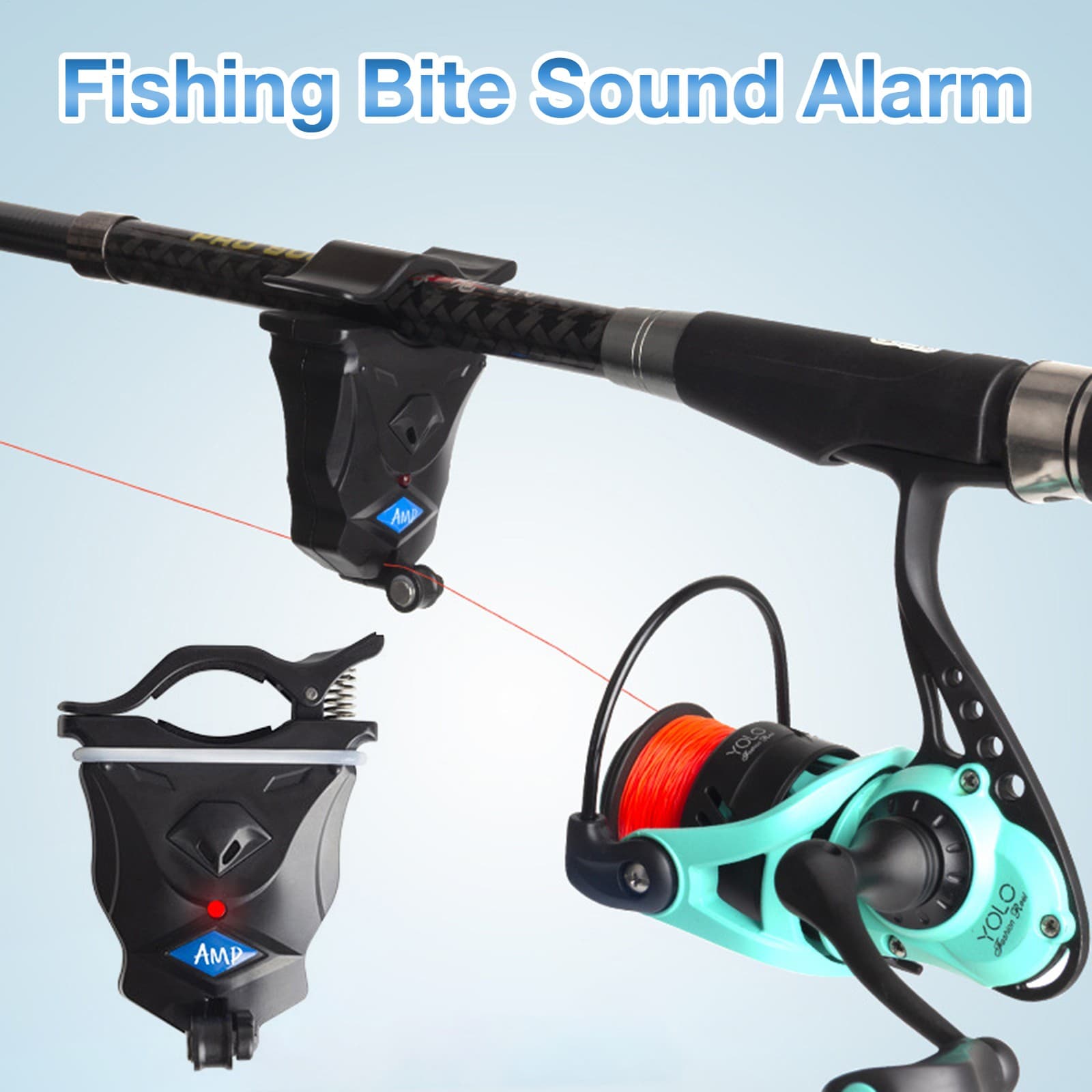 Light Ring Double Alarm Mode Fishing Bite Sound Alert Bell Clip On Fish Rod 6
