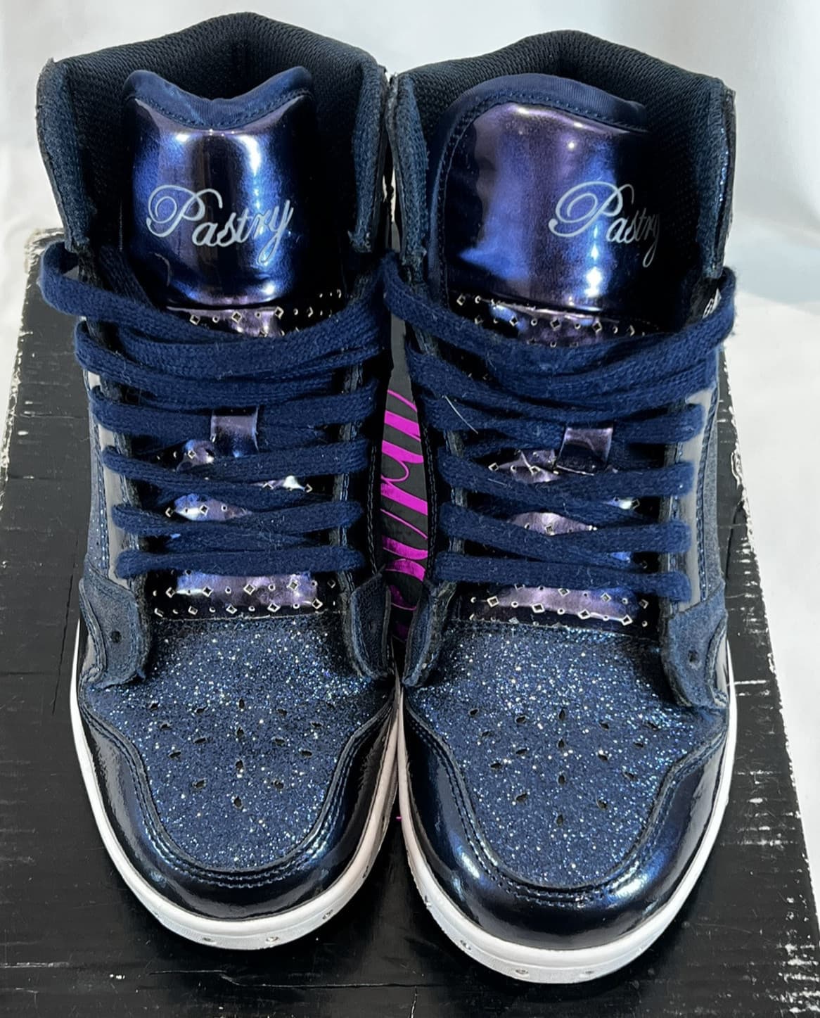 Pastry Women's Glam Pie Glitter High-Top Sneaker Dance Shoes Navy Blue SZ 6 3