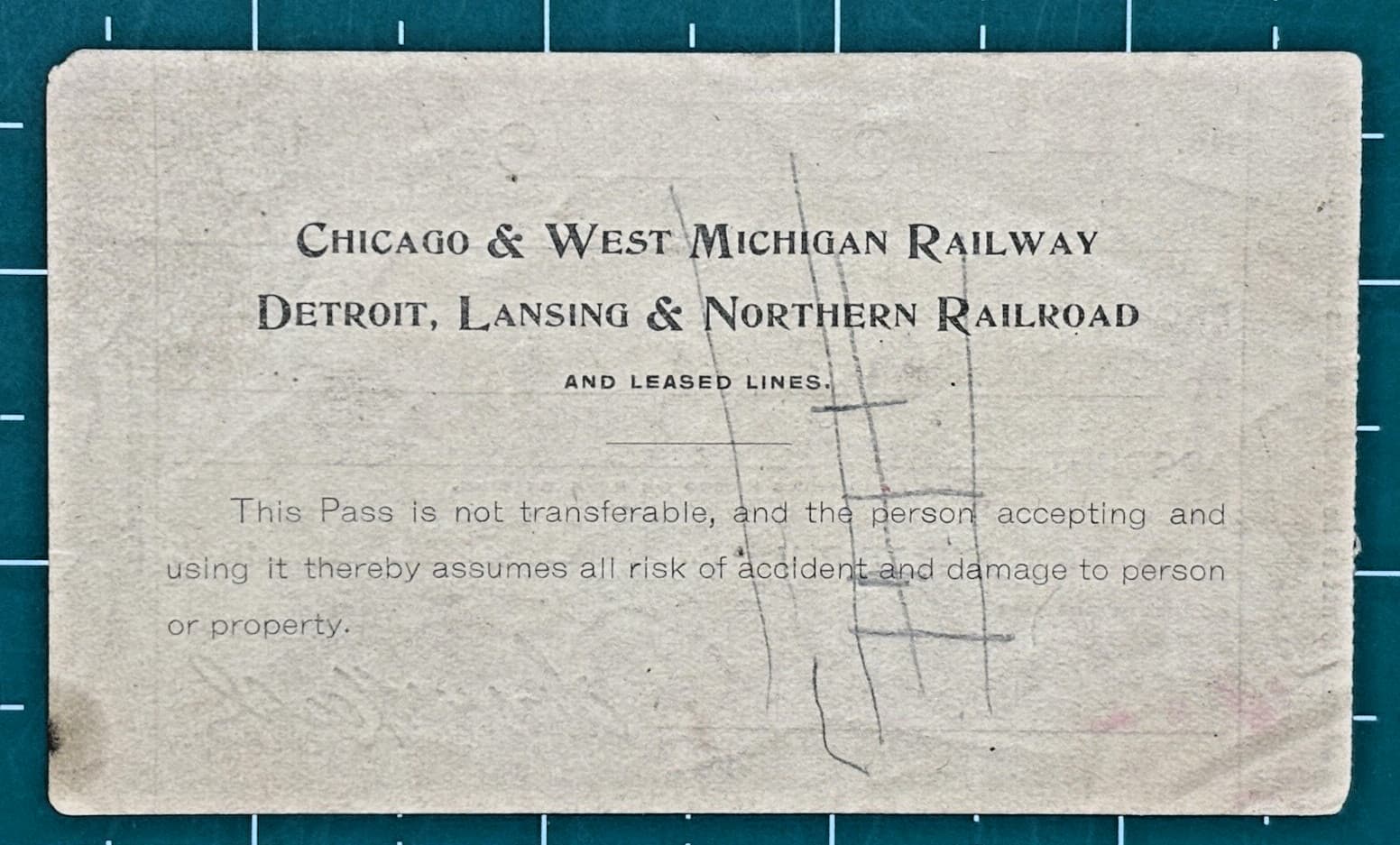 RAILROAD PASS: 1895 Chicago & West Michigan Railway - Detroit Lansing & Northern 2