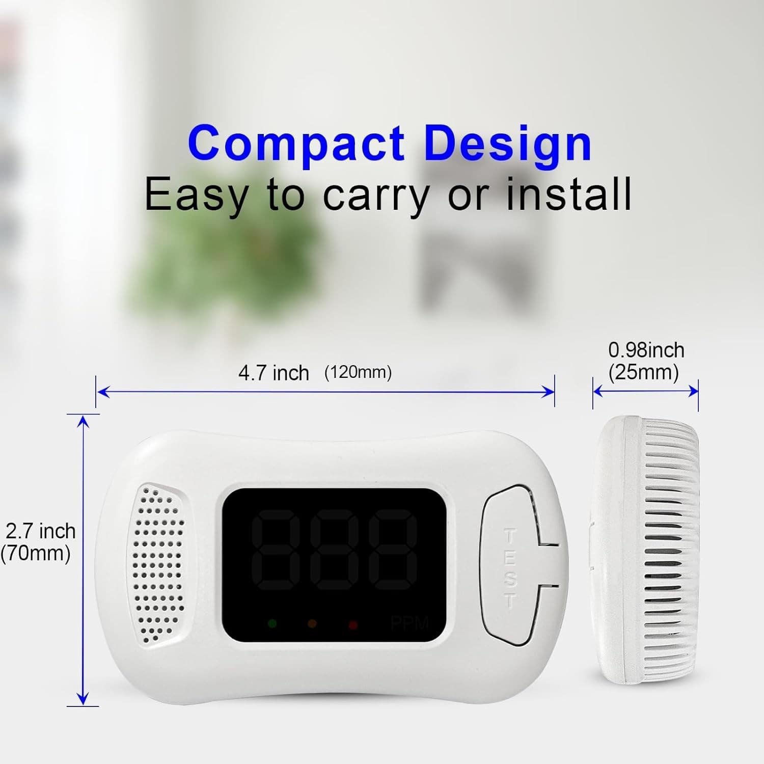 2 Packs Carbon Monoxide Detectors,CO Alarm Detector Monitor Battery Operated 4