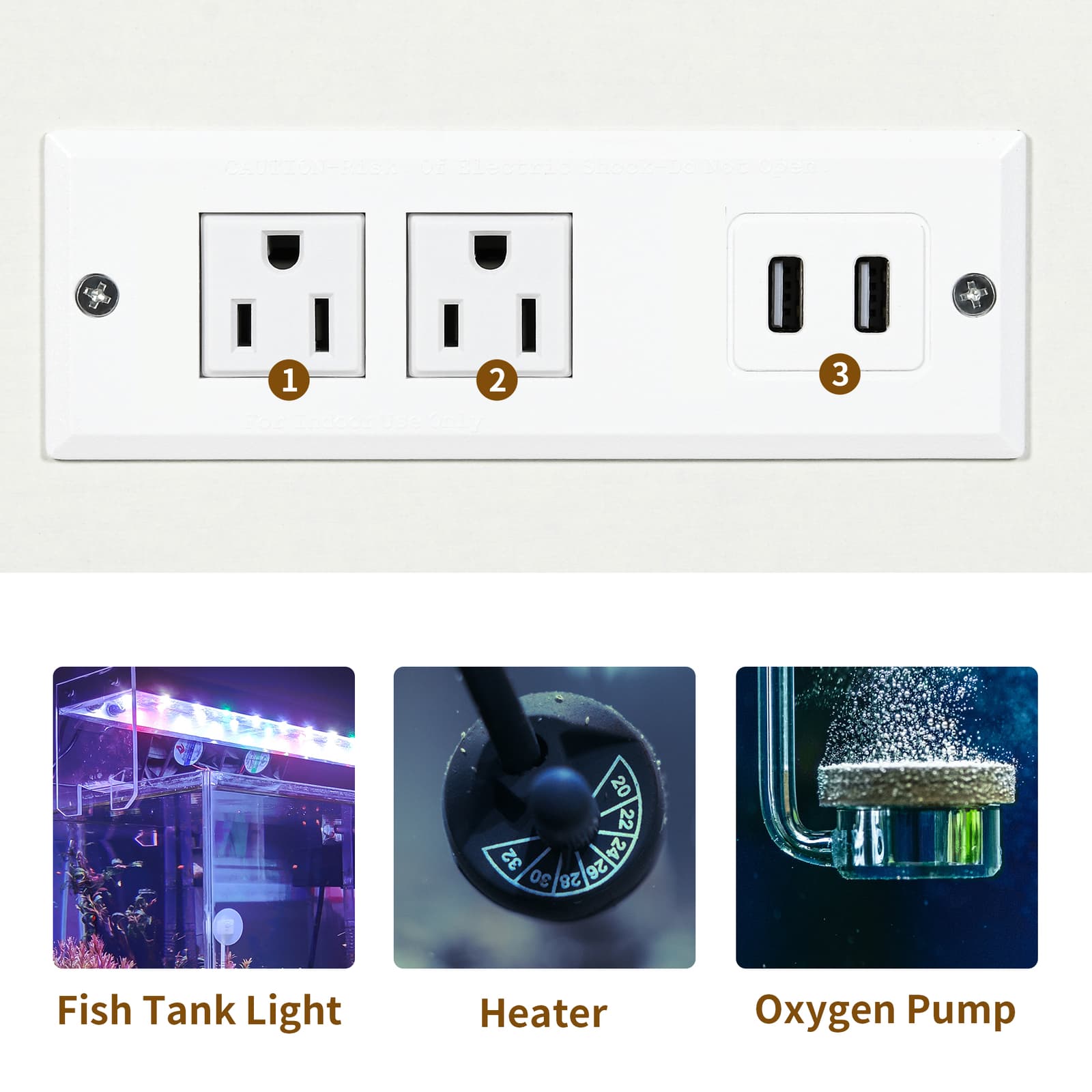 40-50 Gallon Metal Fish Tank Stand w/ LED Light & Power Outlets 3-Tier Storage 5