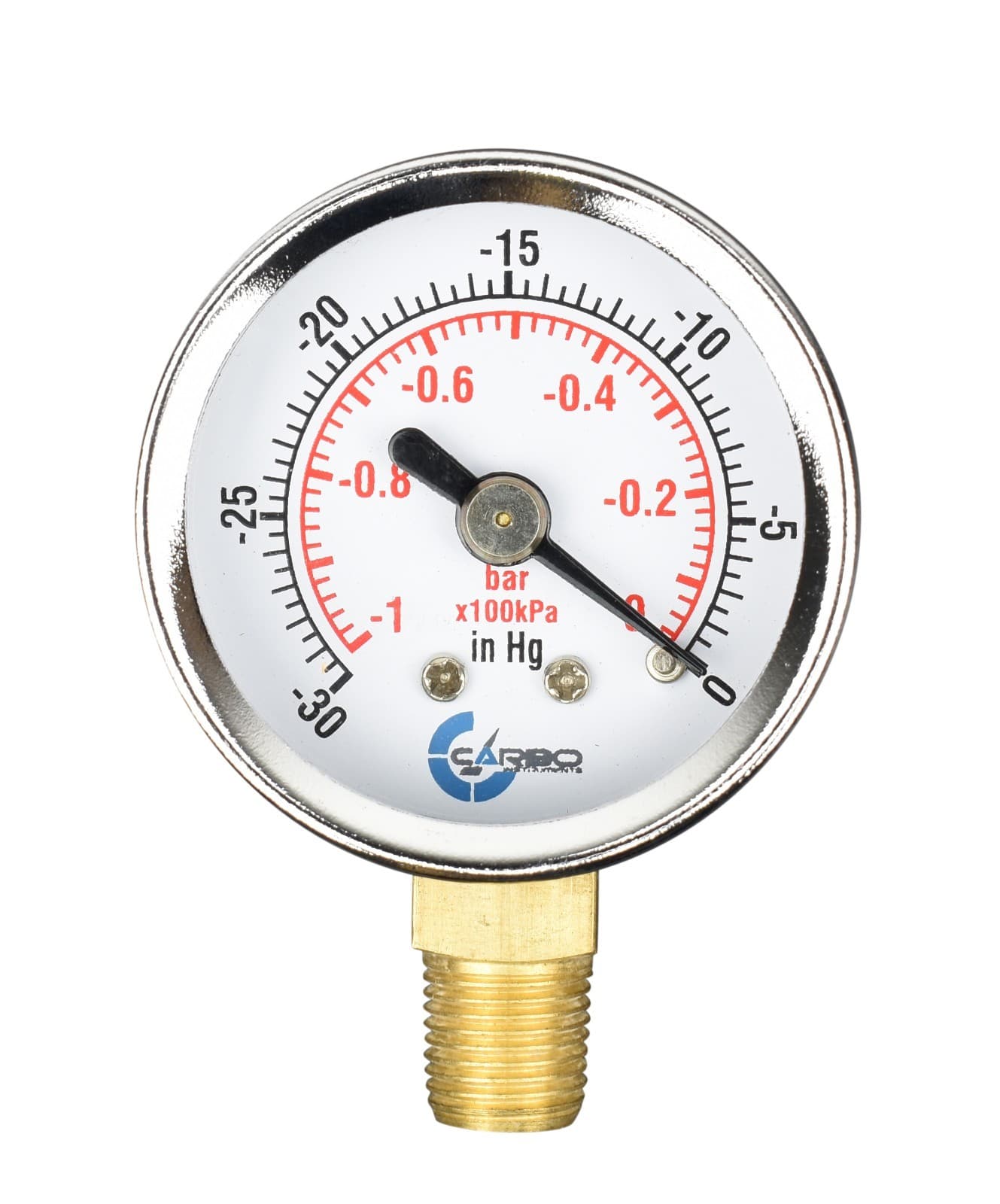 1-1/2" Vacuum Gauge - Chrome Plated Steel Case, 1/8"NPT, Lower Mnt. -30 inHg/0