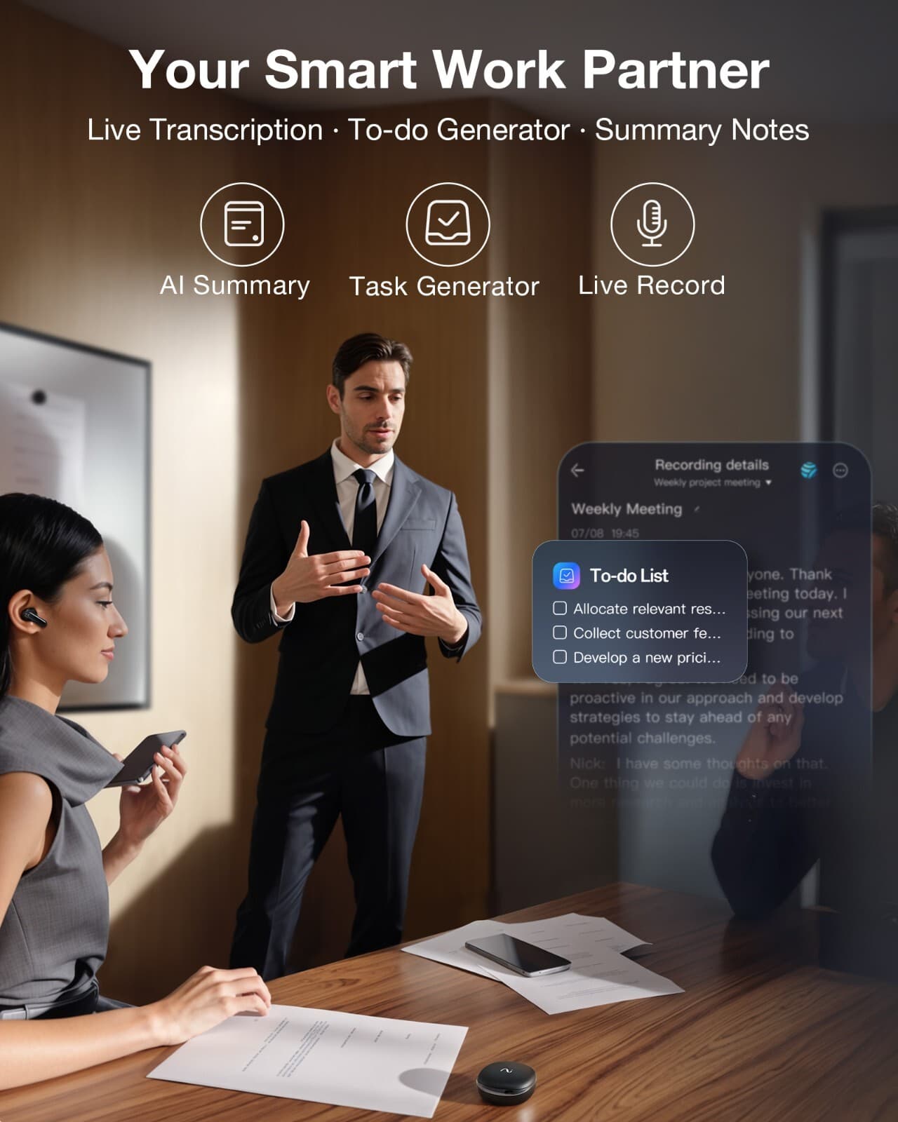 Viaim RecDot AI Voice Recorder Earbuds, AI Meeting Assistant with Transcription 3