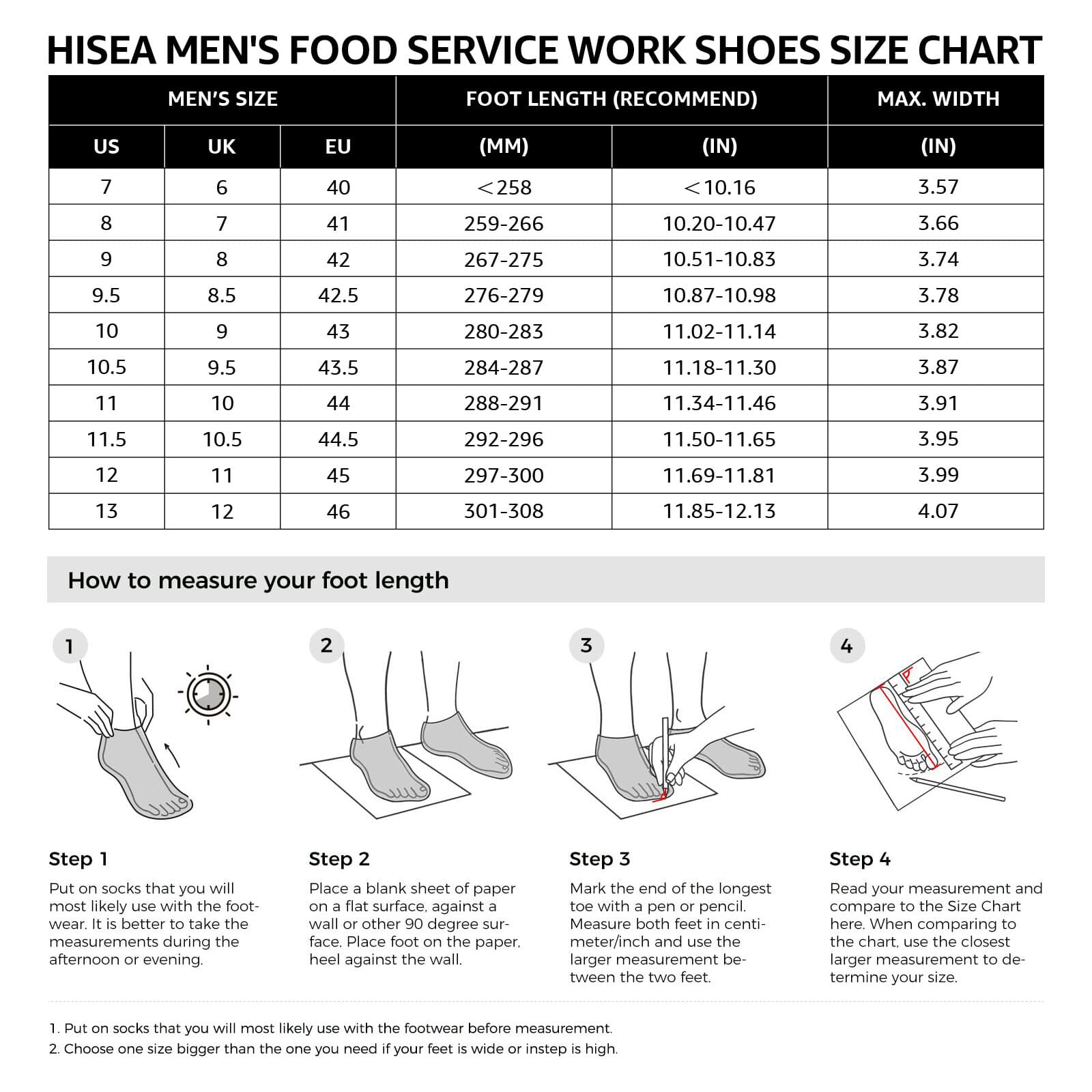 HISEA Men Non Slip Work Shoes Memory Foam Slip-On Food Service Kitchen Chef Shoe 2