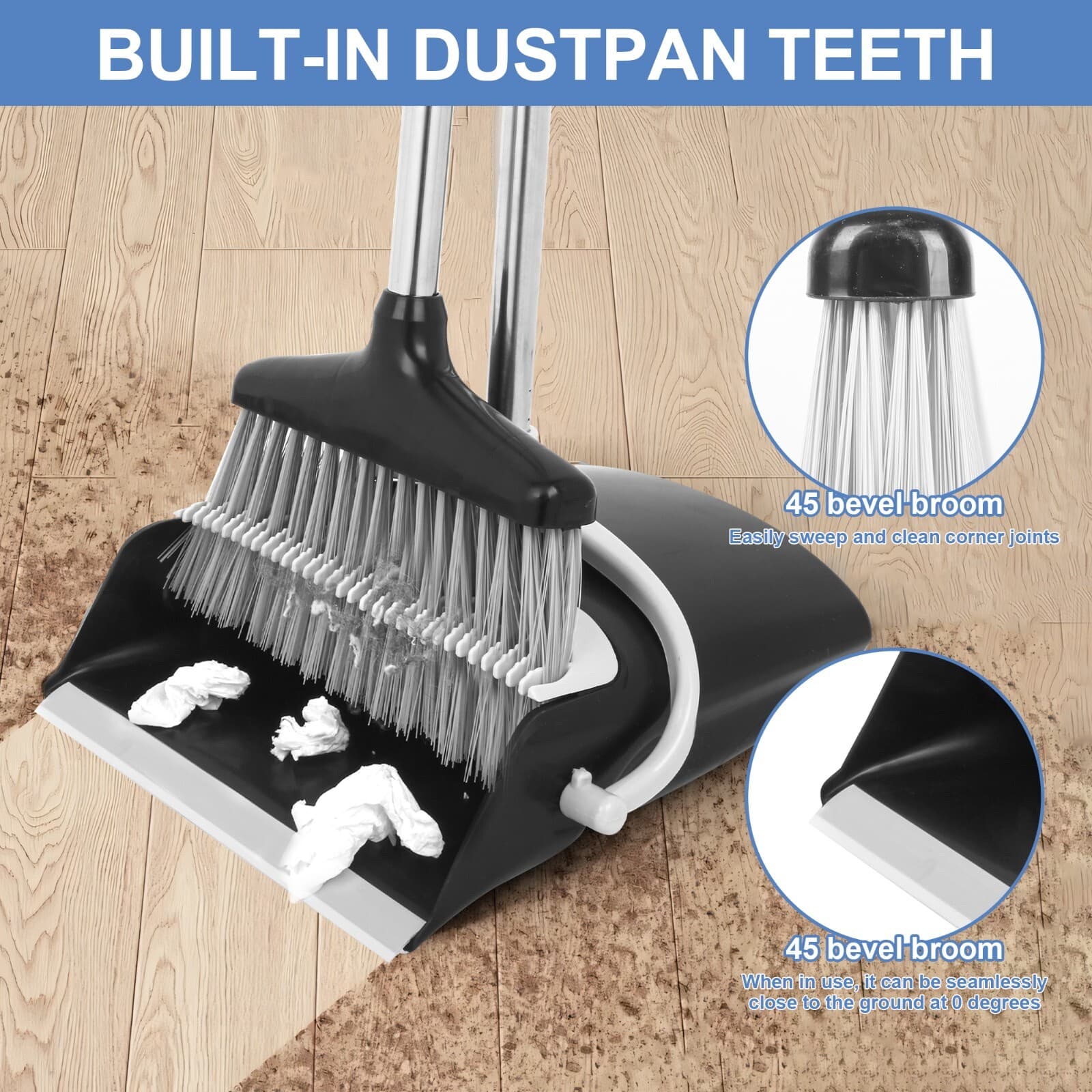 Broom and Dustpan Set Lightweight Upright Lobby Broom and Dust Pan Combo 5
