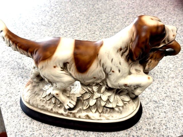 Vintage Springer Spaniel Setter Duck Hunting Dog Statue Signed M. Takai H125B73 4