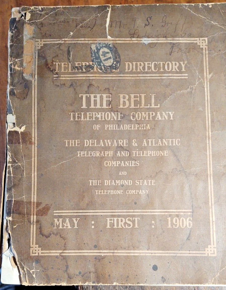 RARE antique telephone Directory 1906 Diamond State , Delaware Atlantic & Bell