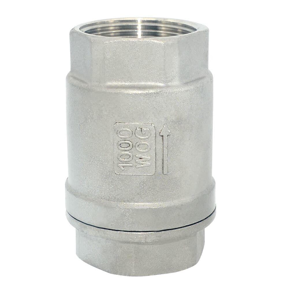 1.25" 1-1/4 inch Spring Loaded In-line NPT Threaded Check Valve Stainless Steel 2