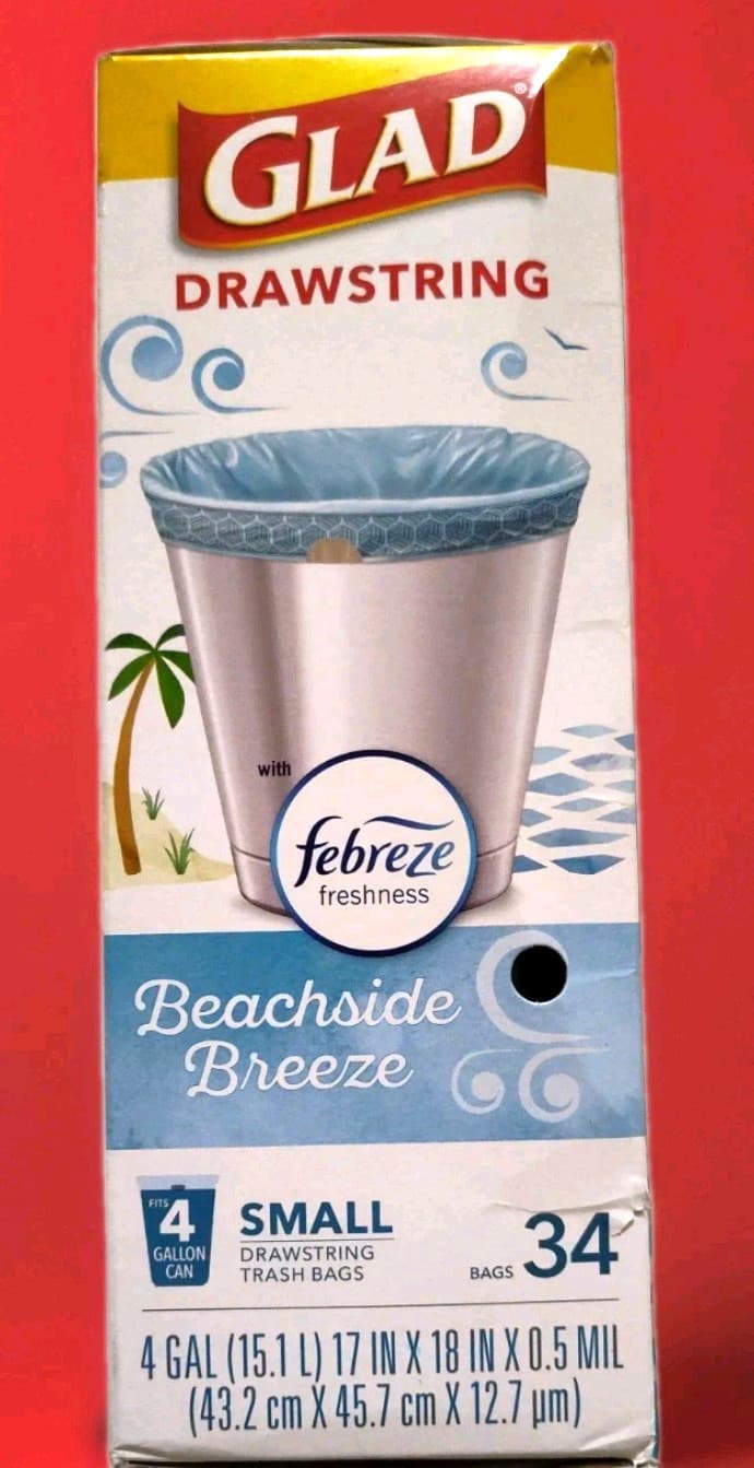 Glad Small Drawstring Trash Bags 34 Count Beachside Breeze 4 Gallon Capacity
