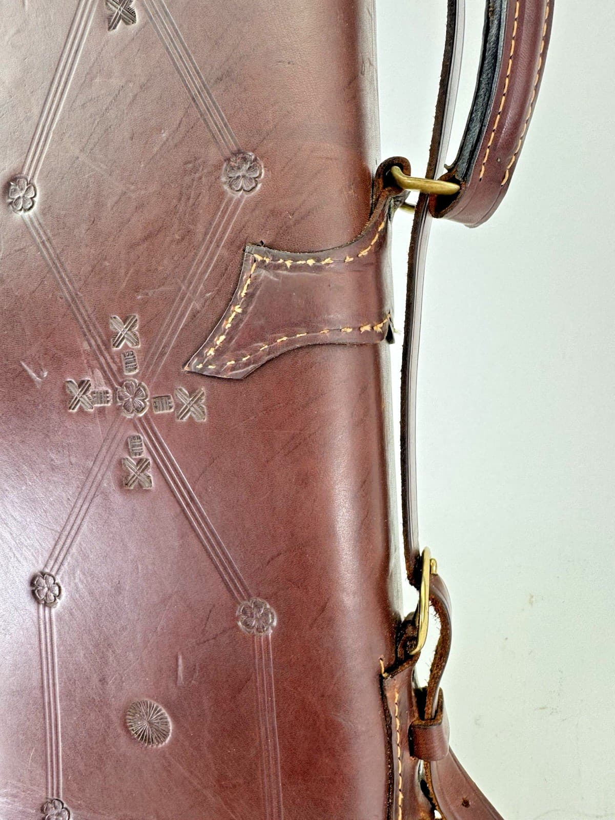 Rare Antique Leg o Mutton Abercrombie Fitch Shotgun Gun Case Leather Tooled 2