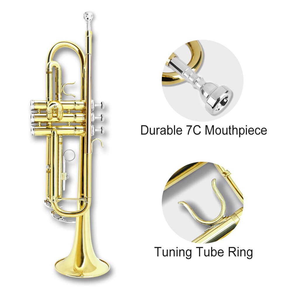 Student trumpet for beginners Bb brass trumpet instruments with carrying case 2