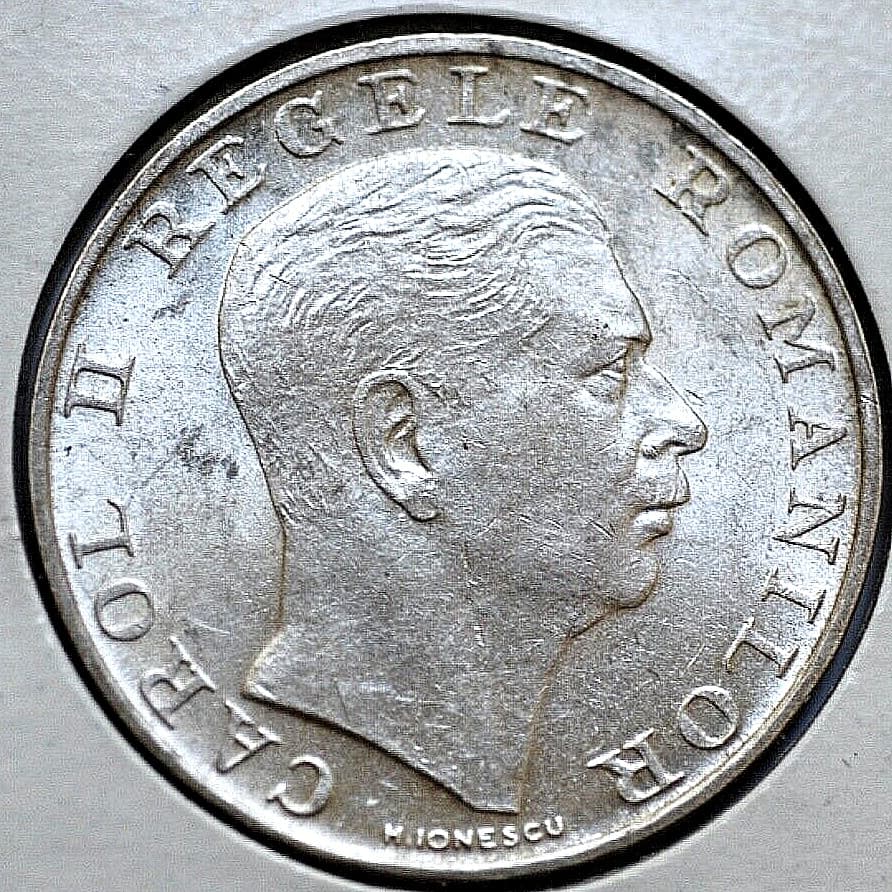 RARE 1940 Romania Carol II  250 Lei  Silver Coin  * UNCIRCULATED! 2
