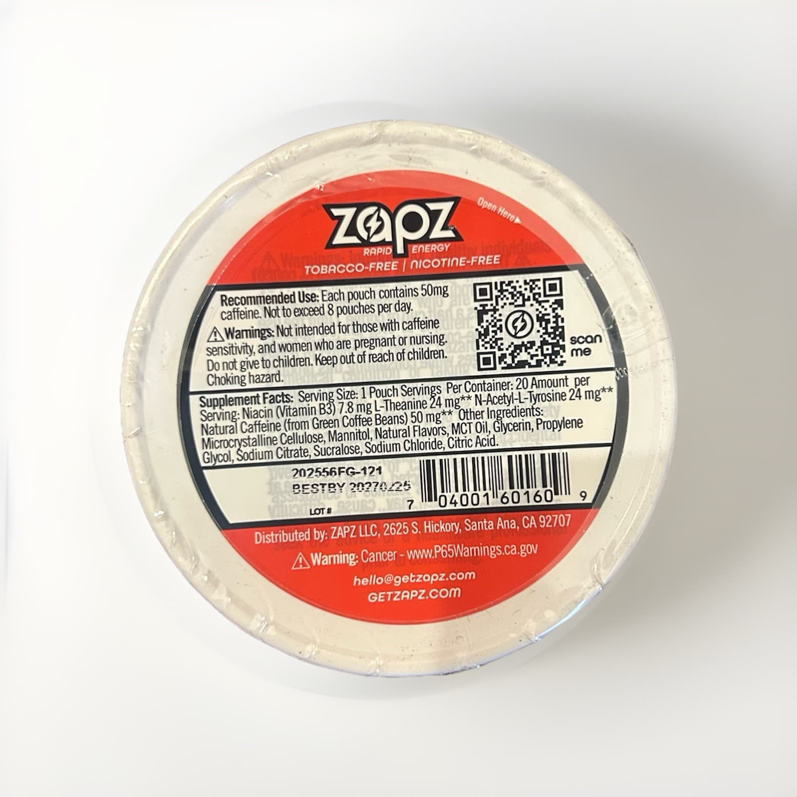 Caffeine Pouches 50MG Zapz Peppermint Energy 100 Count Nootropic Focus Exp 02/27 3