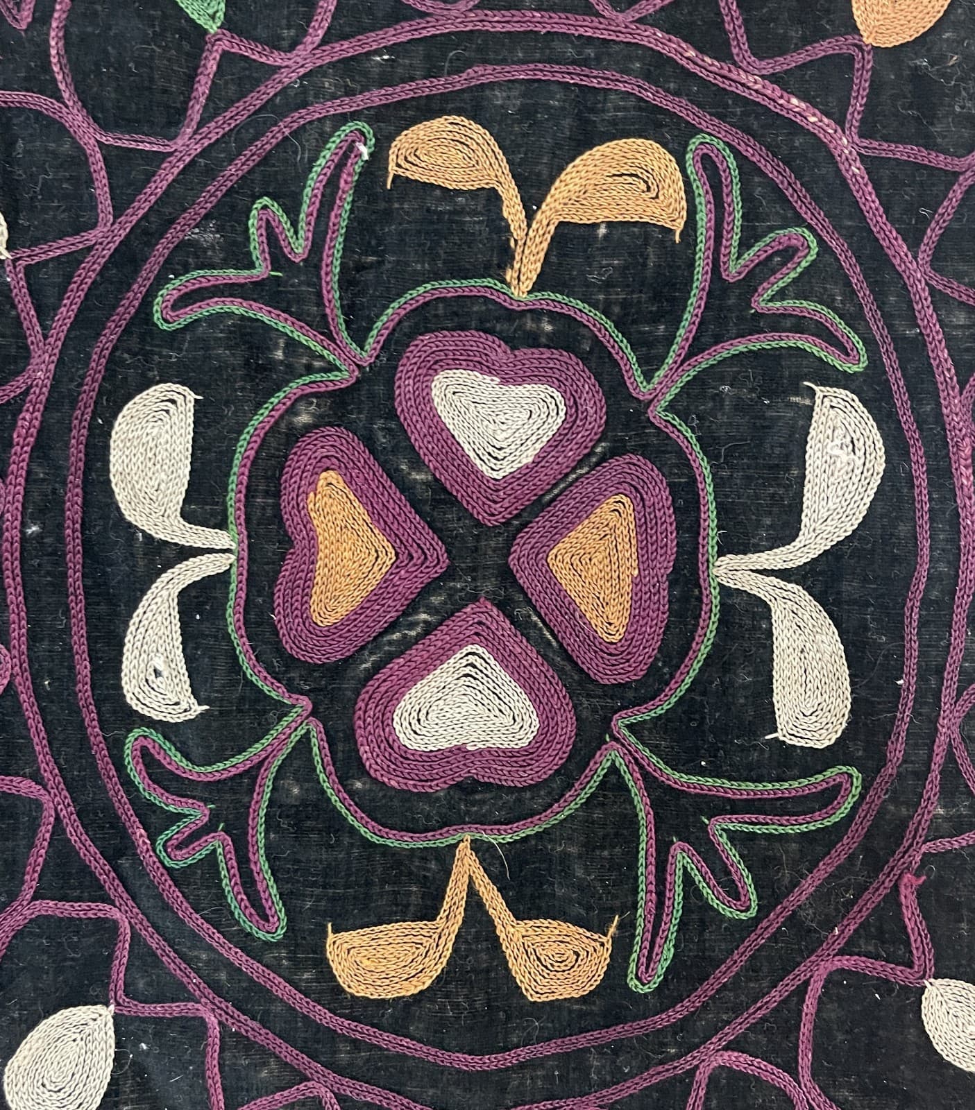 OLD CENTRAL ASIAN KYRGYZ SILK EMBROIDERY WALL DECORATION