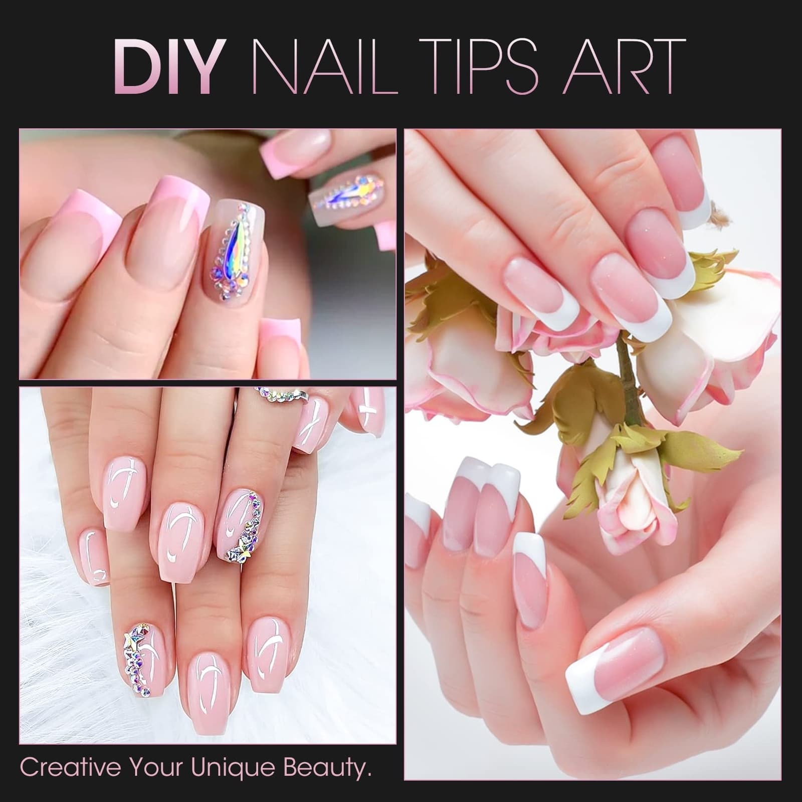 	500PCS Short Nail Tips for Acrylic Nails - Clear False Nail Tips Short	 5