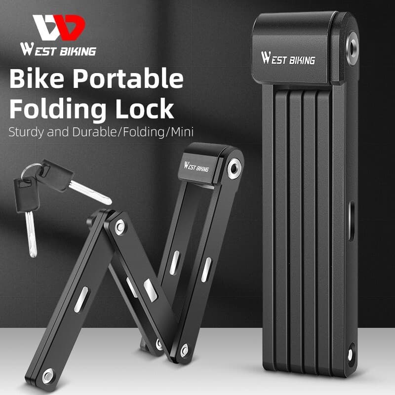 WEST BIKING Bicycle Folding Lock Portable Steel Bike Lock 80cm with 2 Keys Black 4